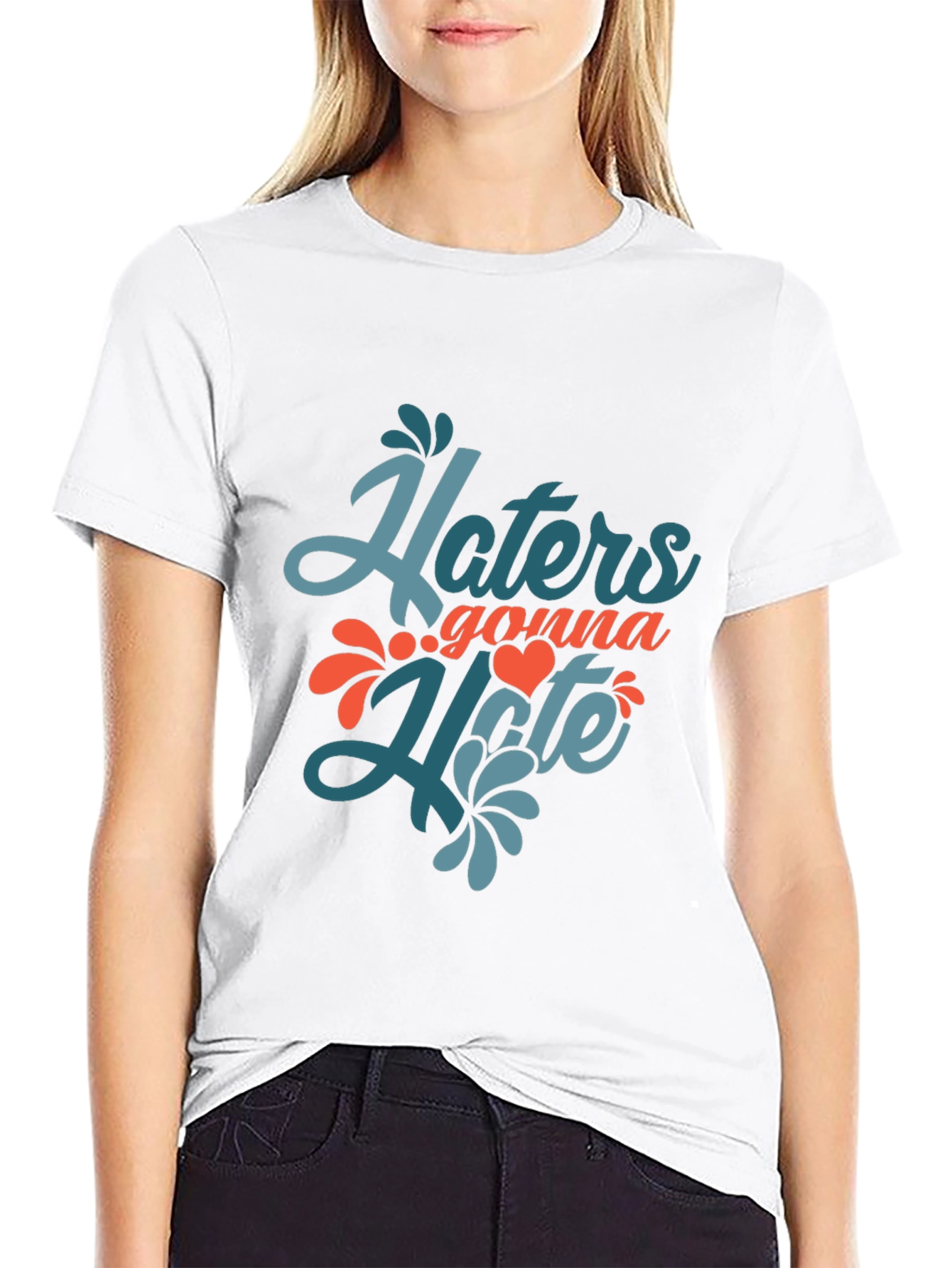 Black Haters Gonna Hate Graphic Tee - Black Cotton T-Shirt view 9