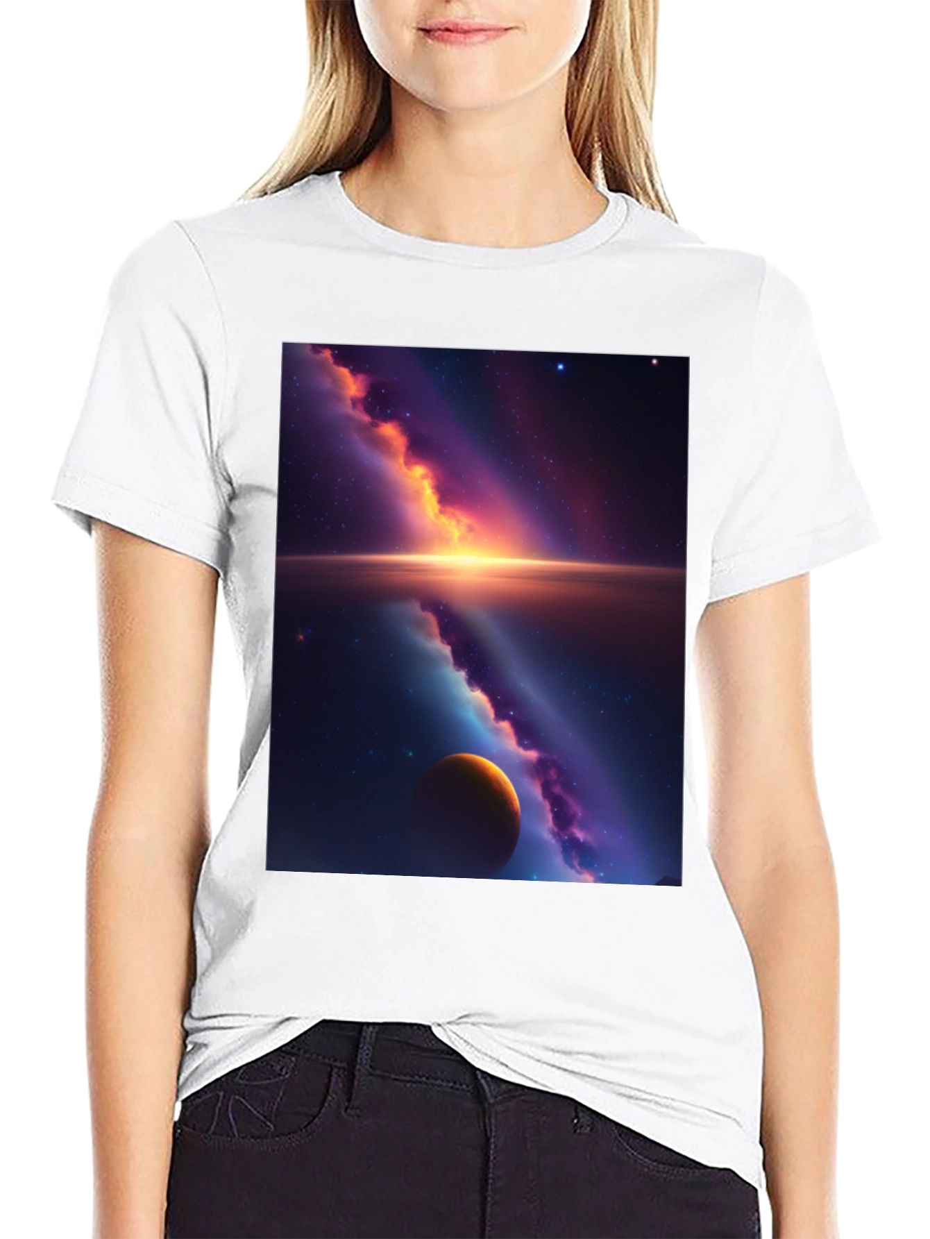 Black Galaxy Graphic Tee - Black Cotton Blend view 9