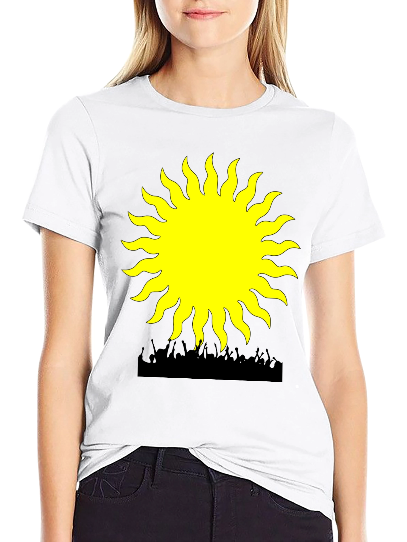 Black Radiant Sun Graphic Tee - Black Cotton Blend view 9
