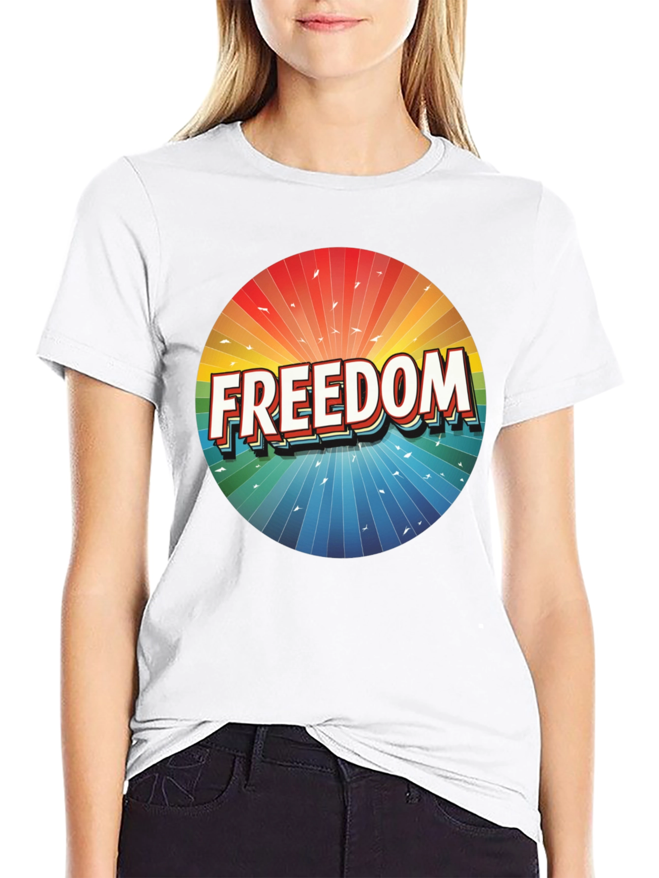 Black Freedom Graphic T-Shirt - Bold & Vibrant Design view 9