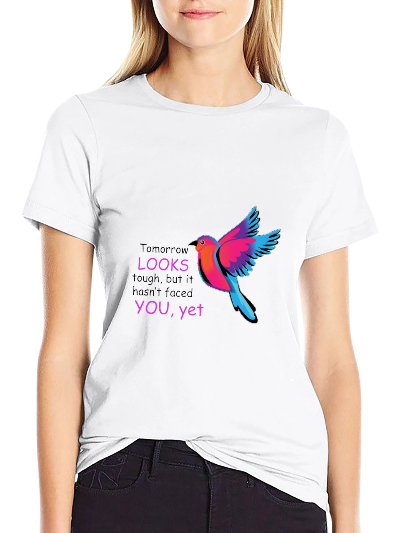 Black Motivational Bird Graphic Black T-Shirt view 9