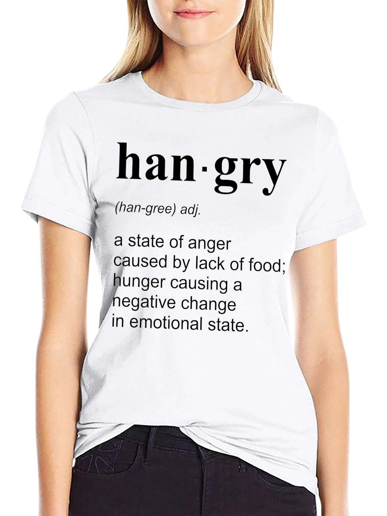 Black Hangry Definition T-Shirt - Funny Hunger Anger Tee view 9