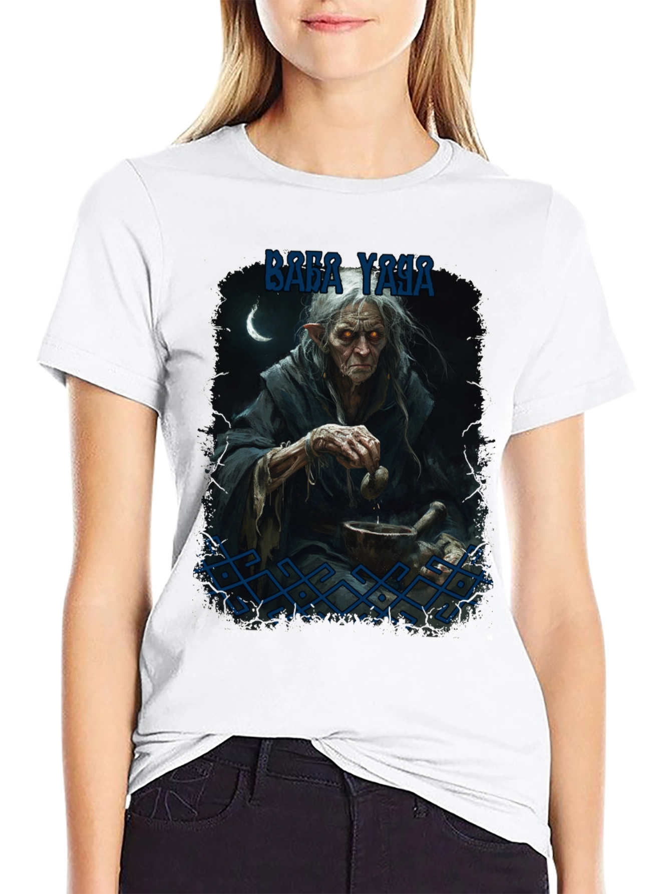 Black Baba Yaga Graphic Tee - Dark Fantasy Style view 9