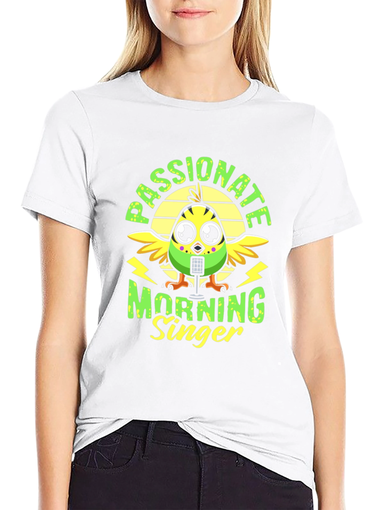 Black Passionate Morning Singer Bird Graphic Tee view 9