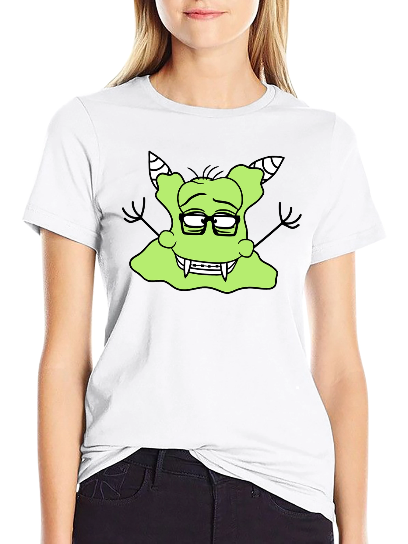 Black Nerdy Green Monster Graphic T-Shirt view 9