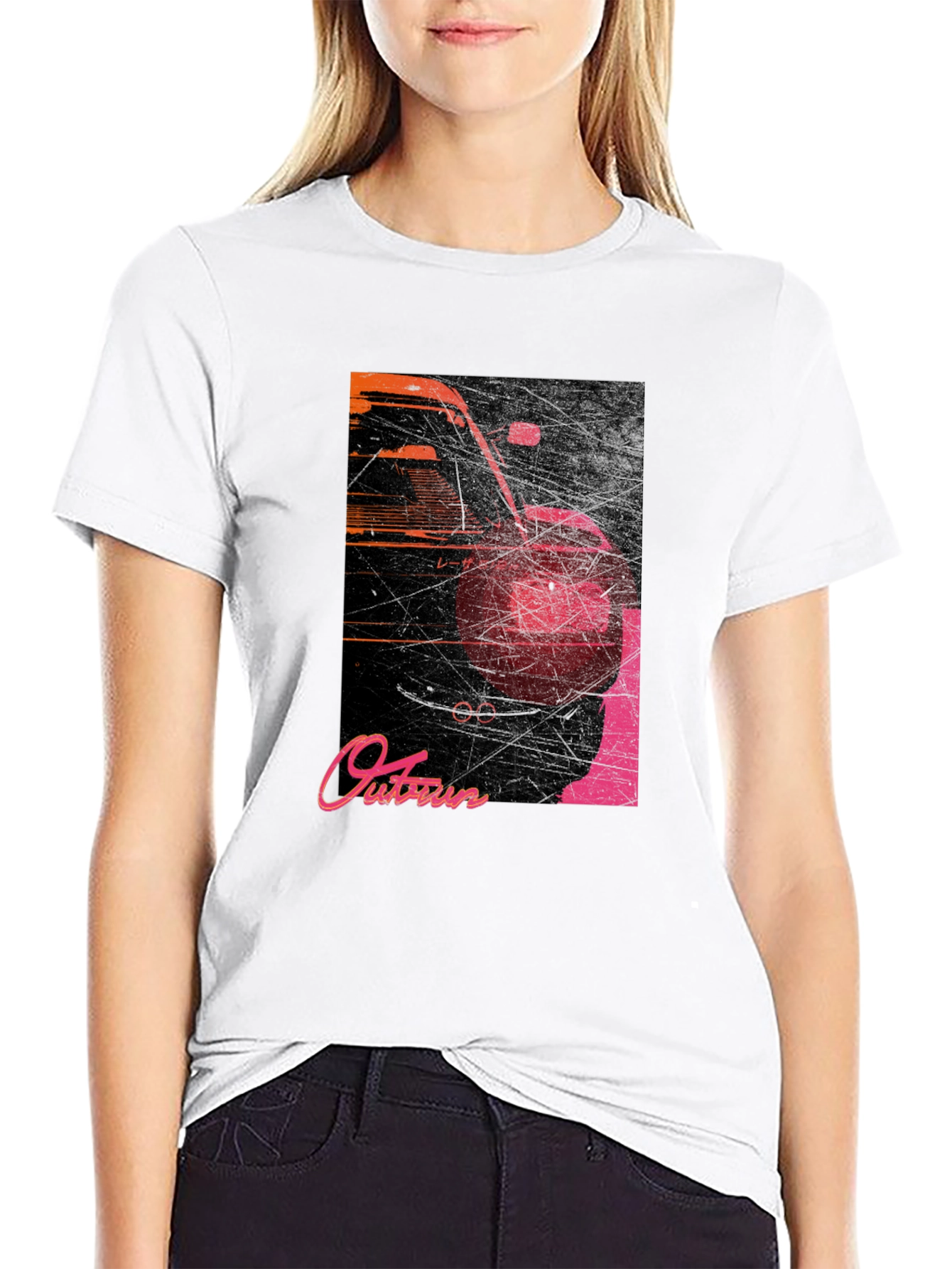 Black Retro Outrun Car Graphic T-Shirt view 9