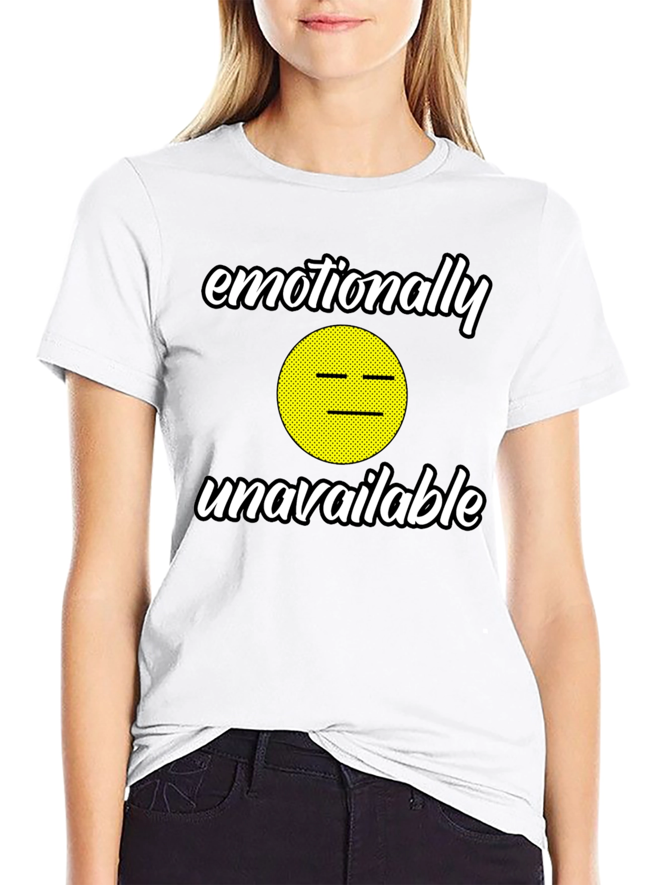 Black Emotionally Unavailable Graphic Tee - Funny Humor T-Shirt view 9