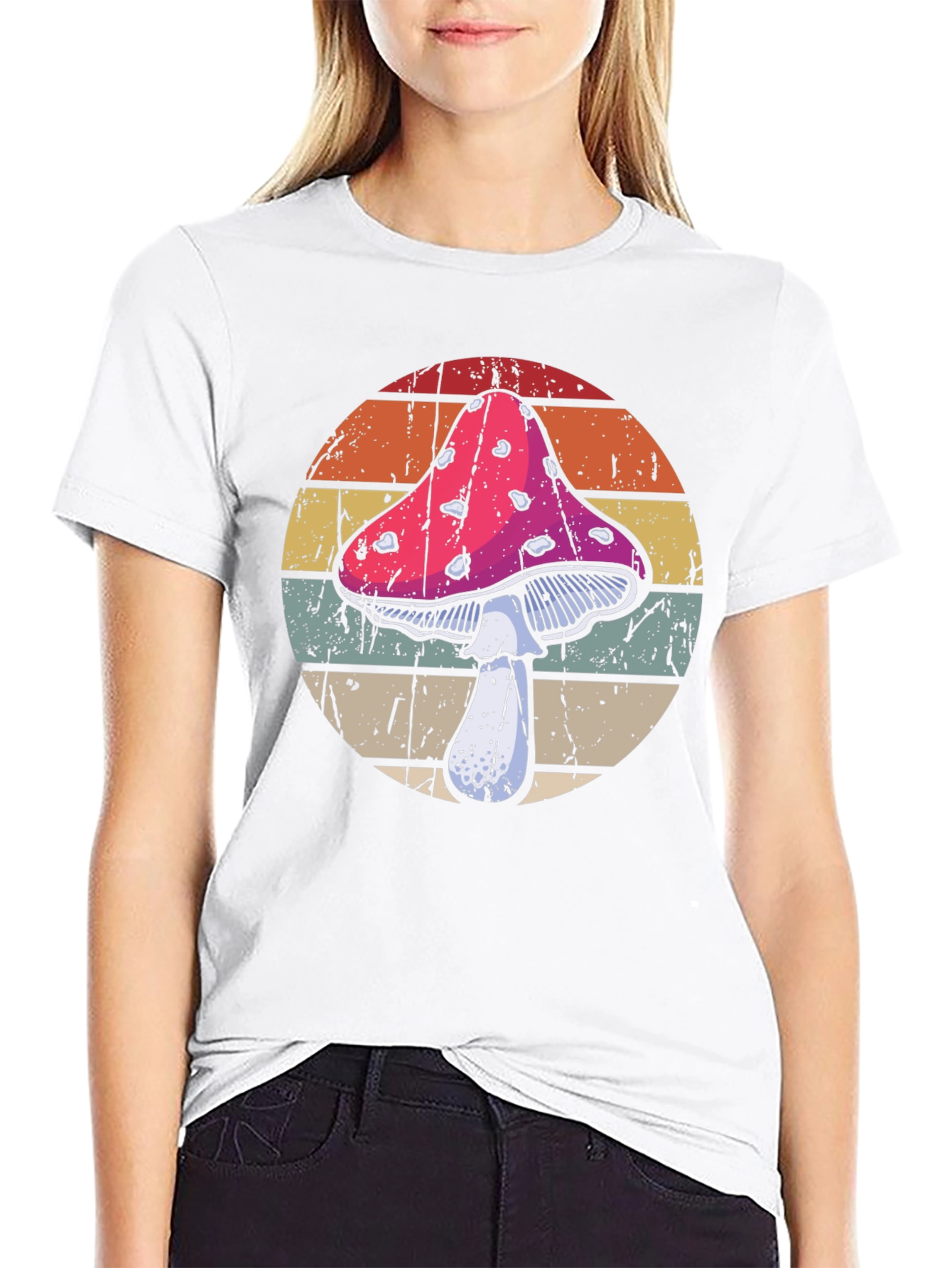 Black Retro Mushroom T-Shirt - Vintage Style Graphic Tee view 9