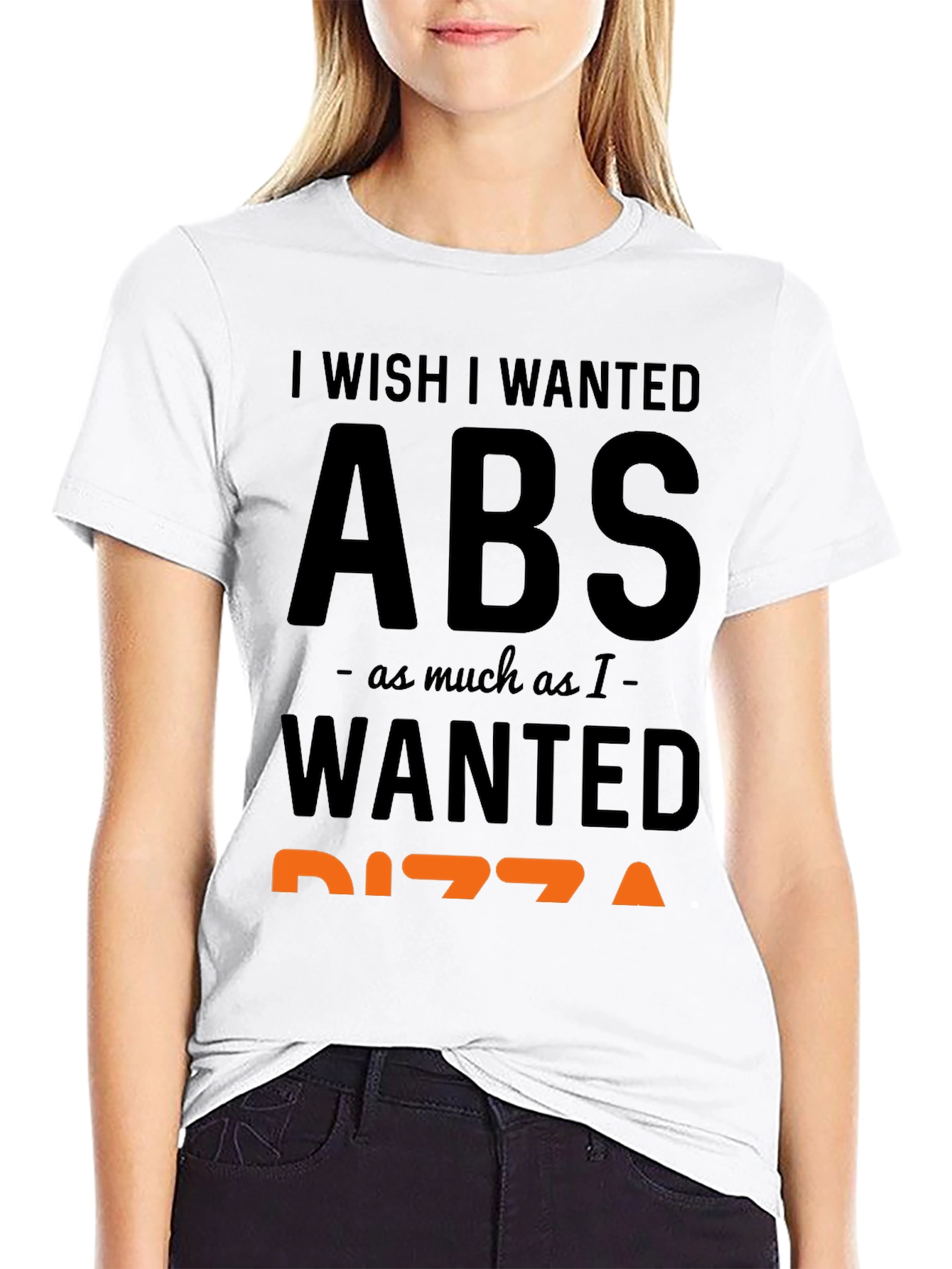 Black I Wish I Wanted Abs Pizza Funny T-Shirt view 9