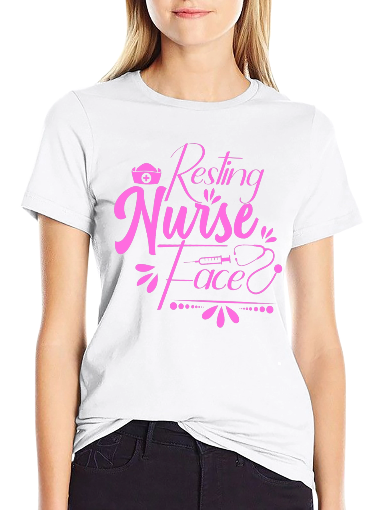 Black Resting Nurse Face T-Shirt - Novelty Graphic Tee view 9