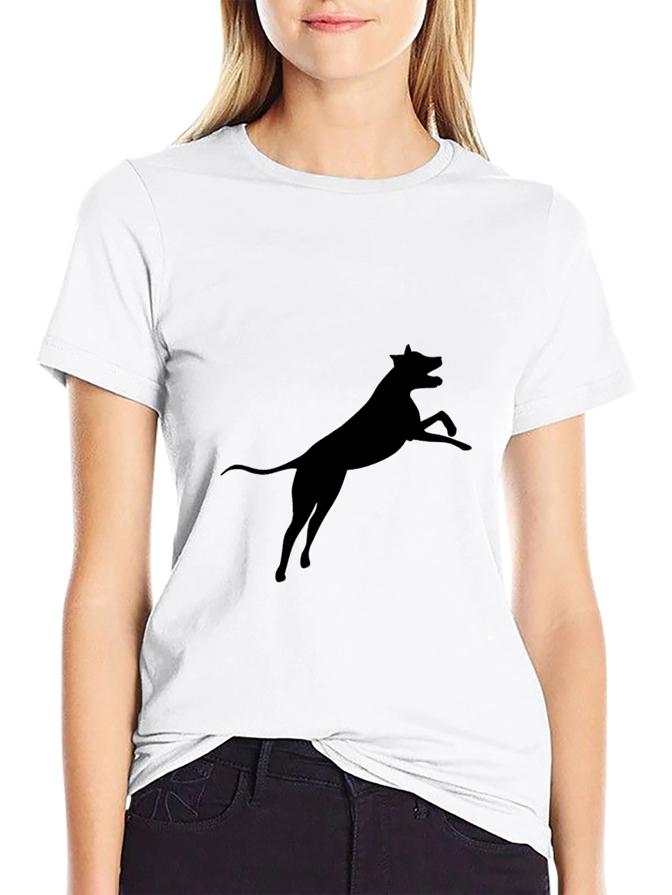Black Black Dog Silhouette Graphic Tee - Casual Cotton T-Shirt view 9
