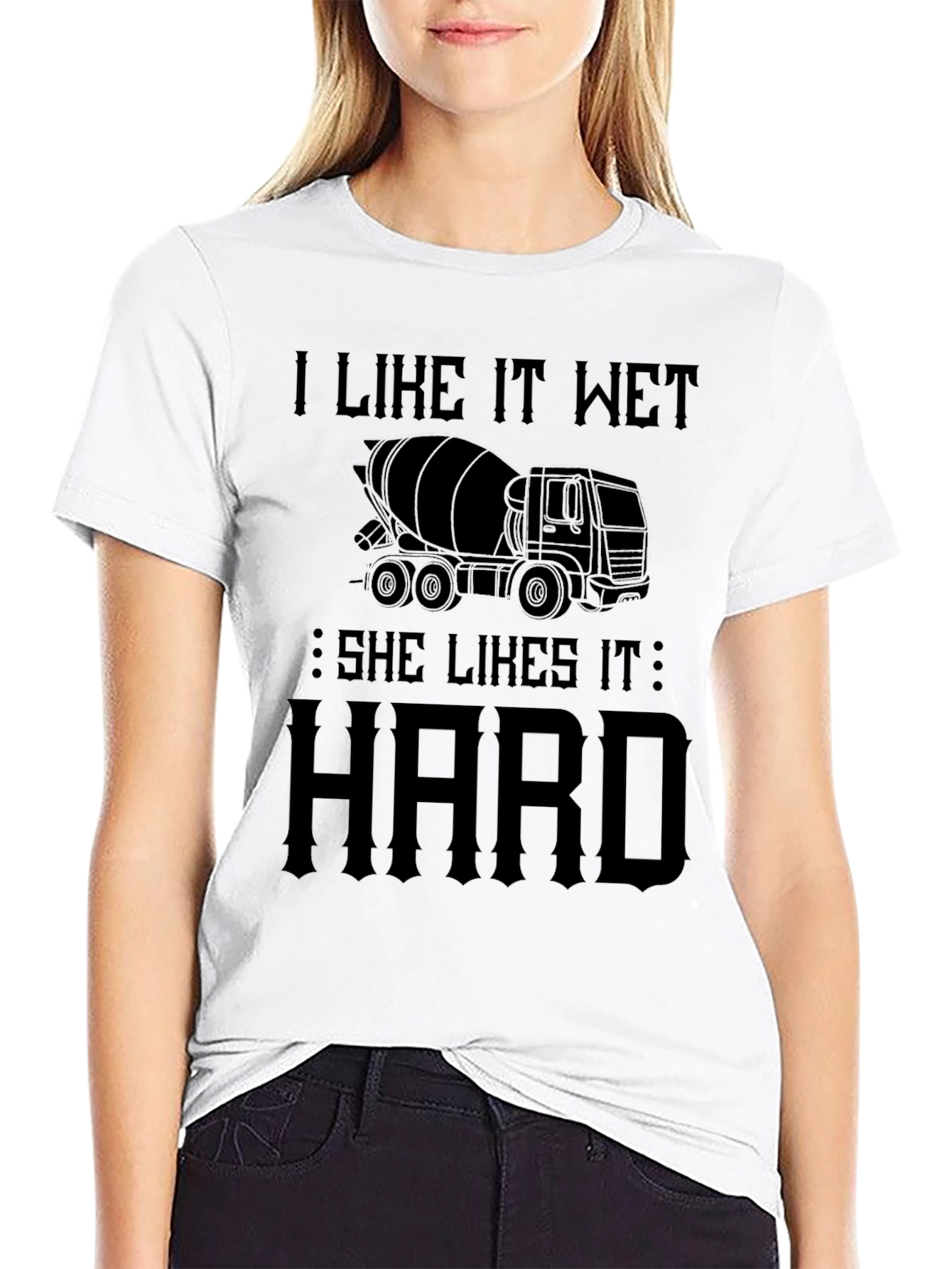 Black I Like It Wet Concrete Truck T-Shirt view 9