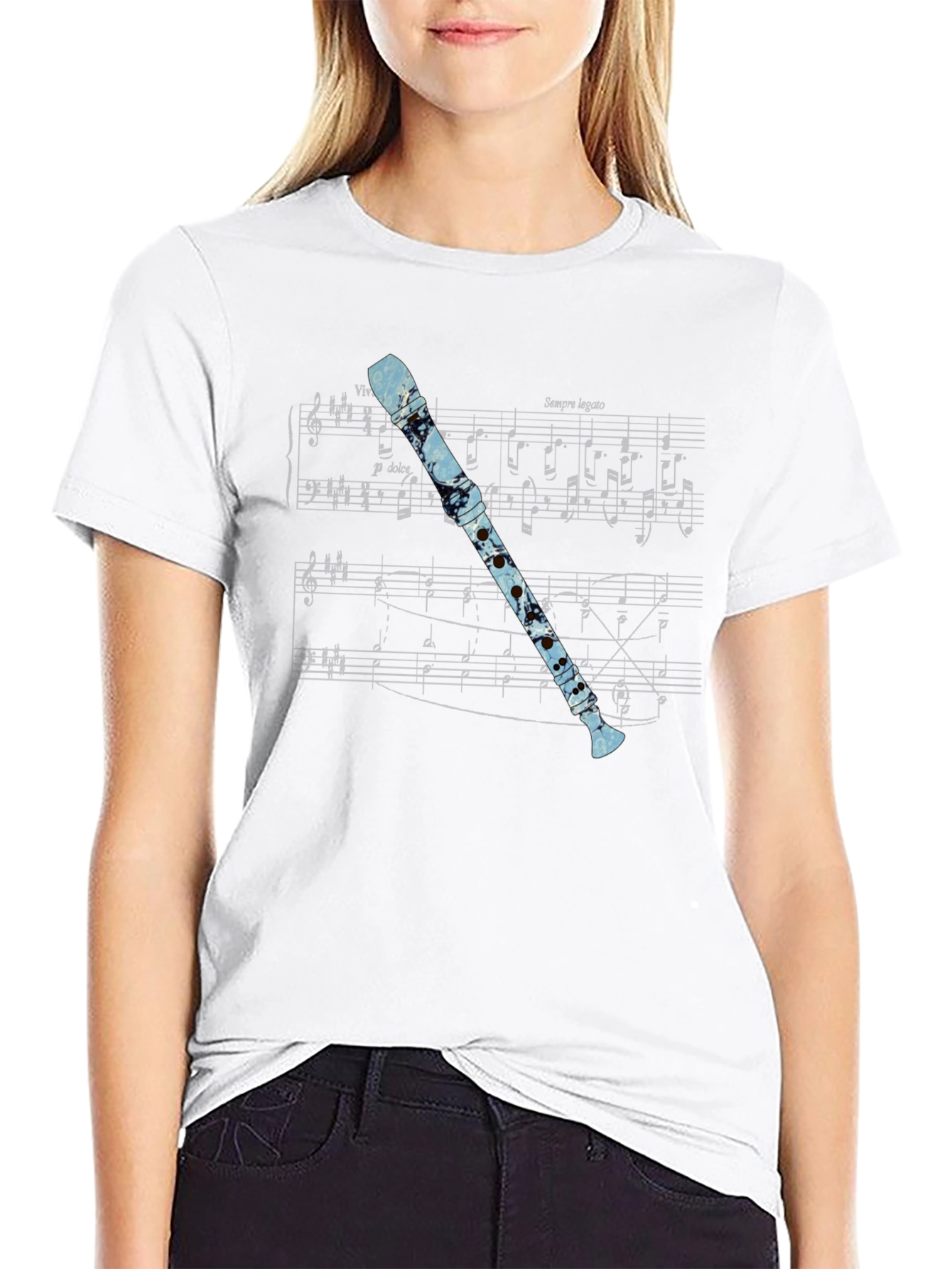 Black Music Lover's Flute Graphic Tee view 9