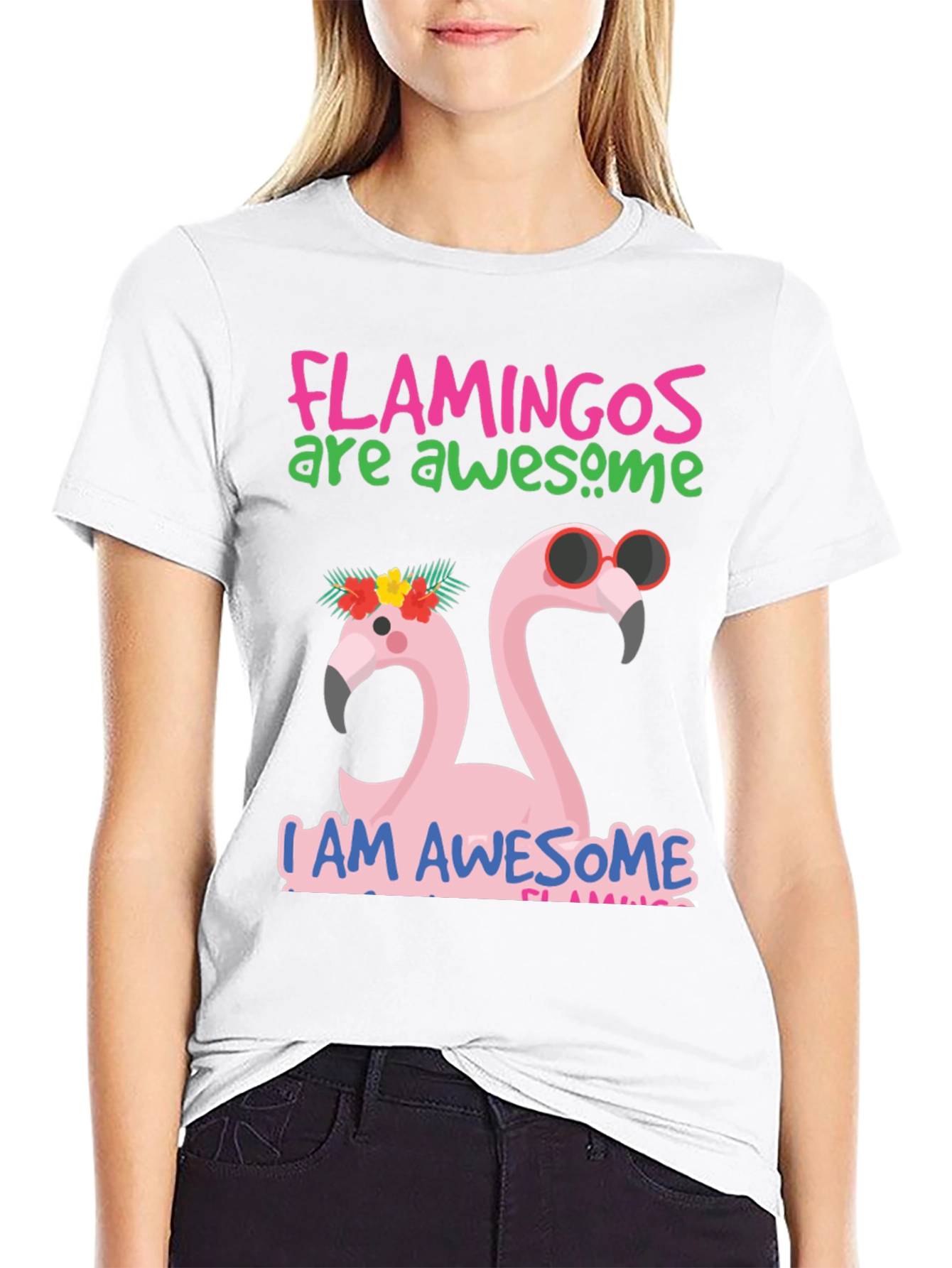 Black Awesome Flamingo Graphic T-Shirt view 9