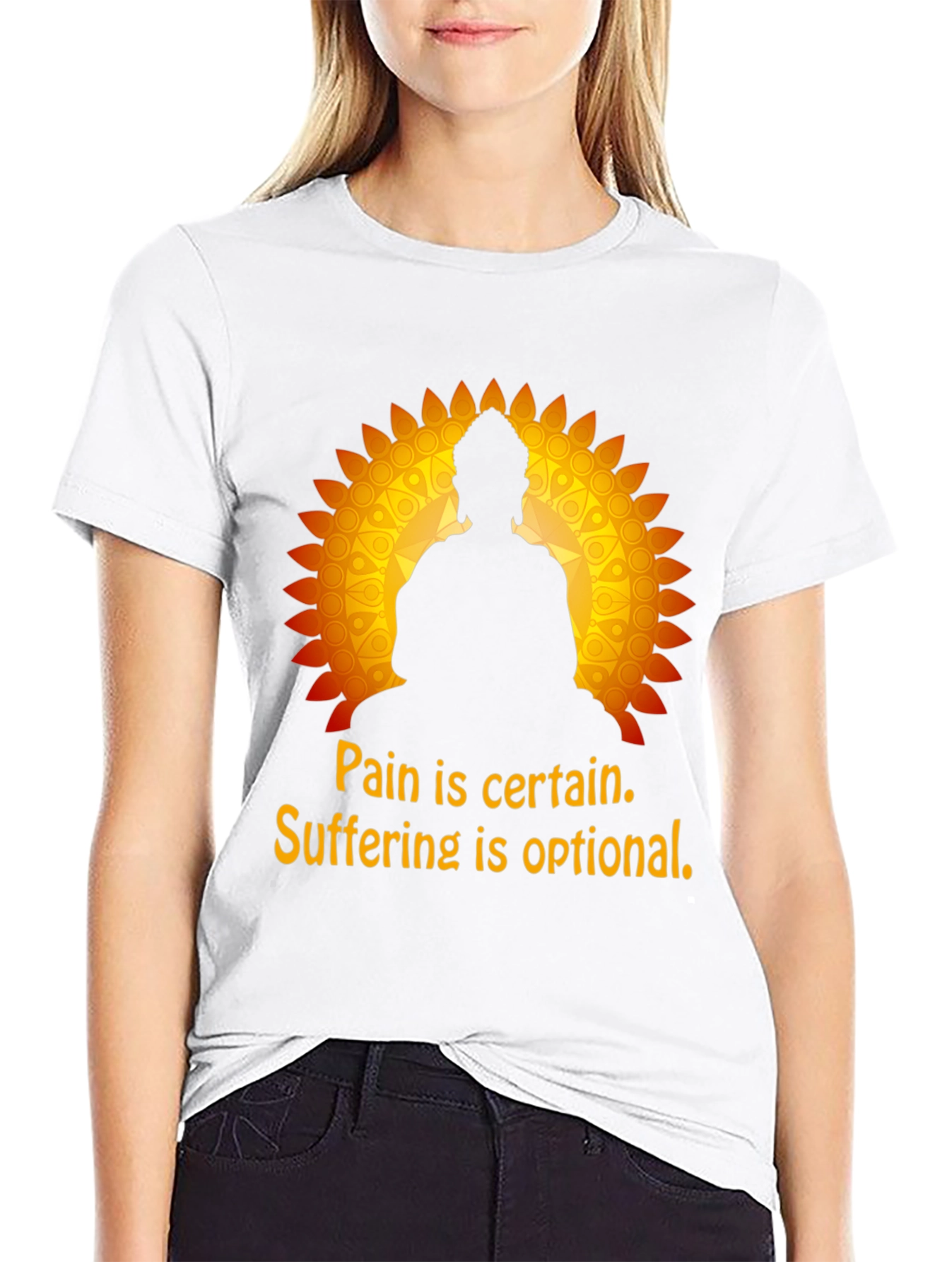 Black Pain and Suffering Buddha Graphic T-Shirt view 9