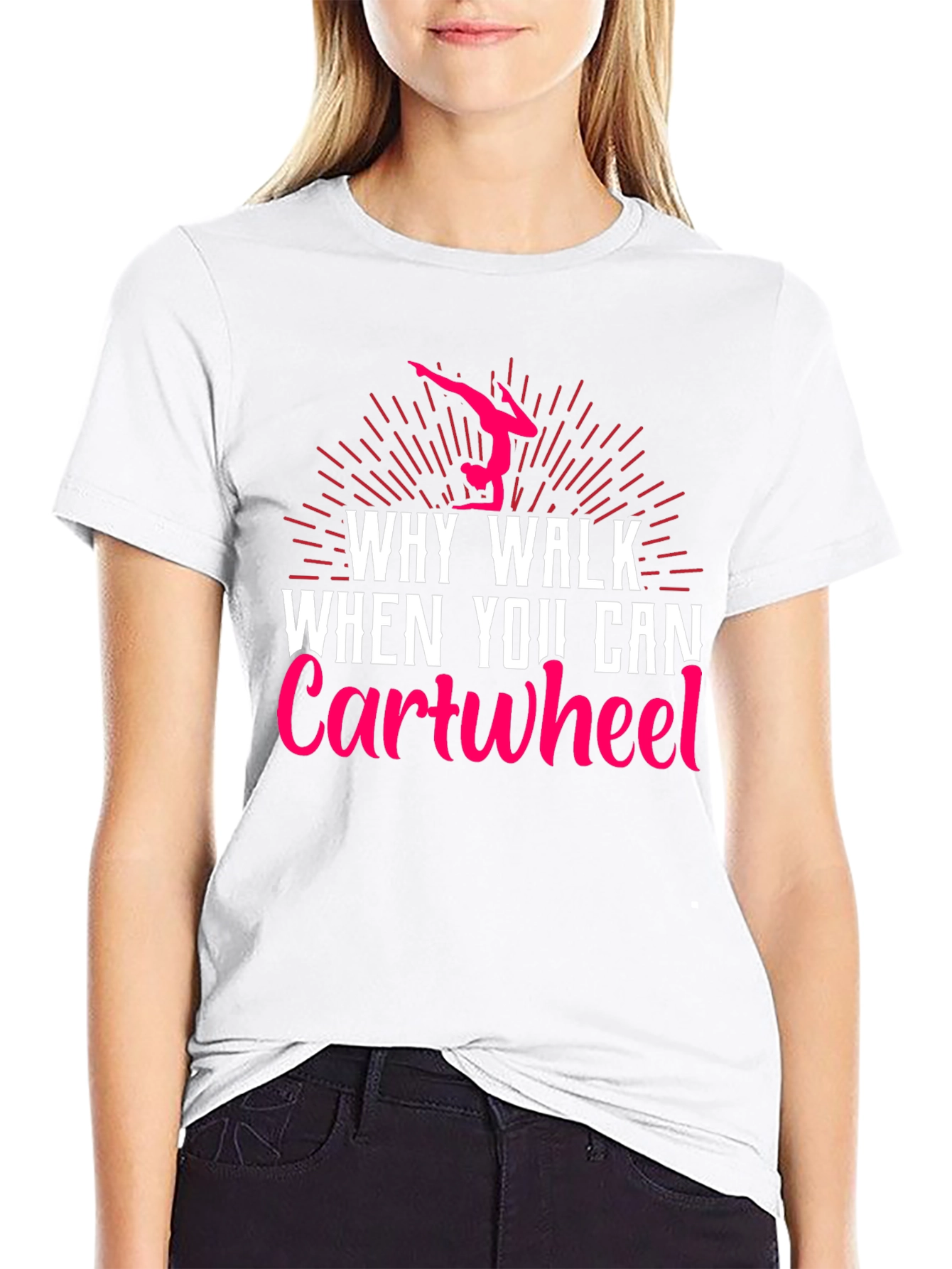 Black Why Walk? Cartwheel! Gymnastics T-Shirt view 9