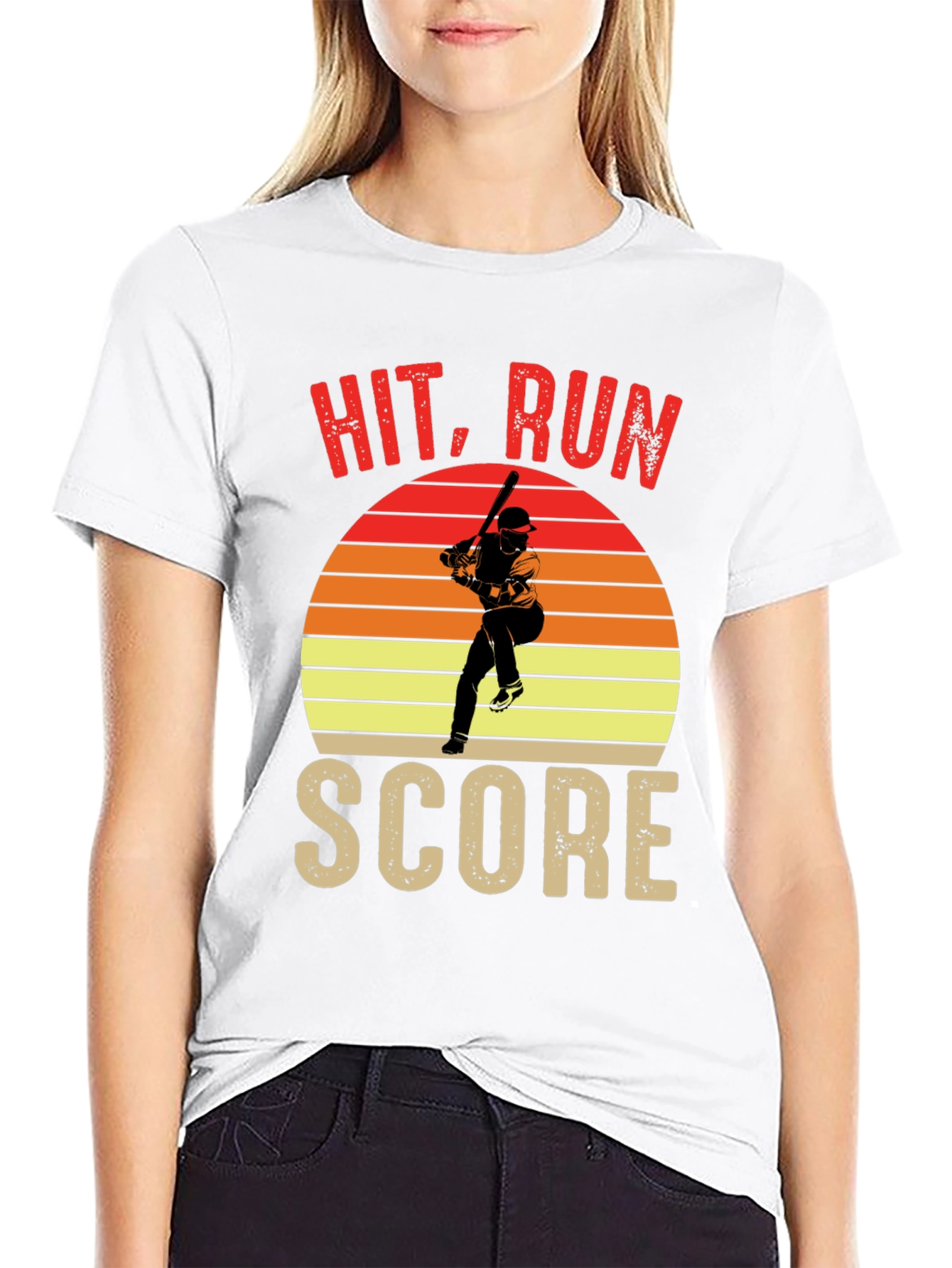 Black Hit Run Score Graphic T-Shirt Baseball Fan view 9