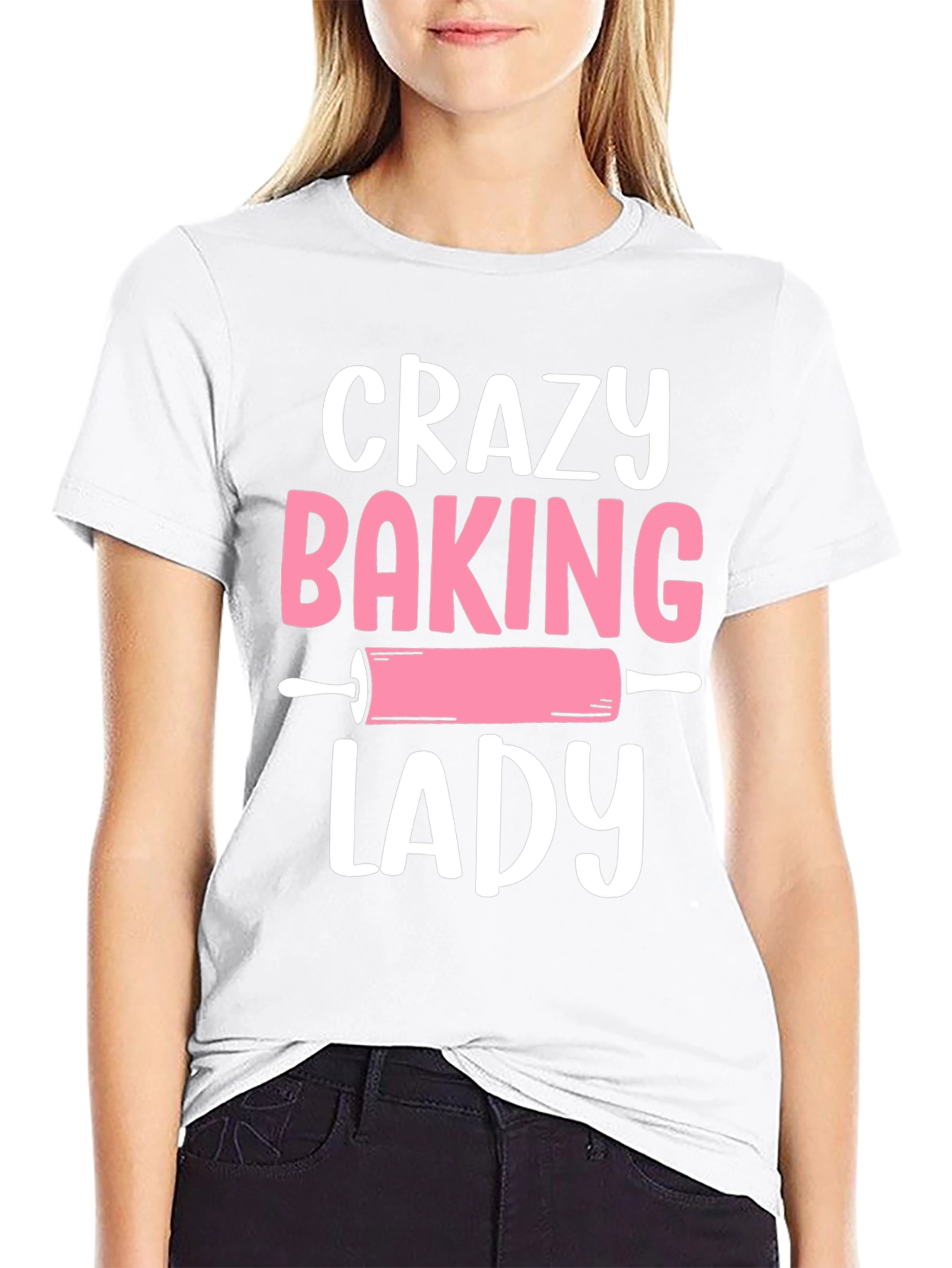 Black Crazy Baking Lady Graphic Tee - Black view 9
