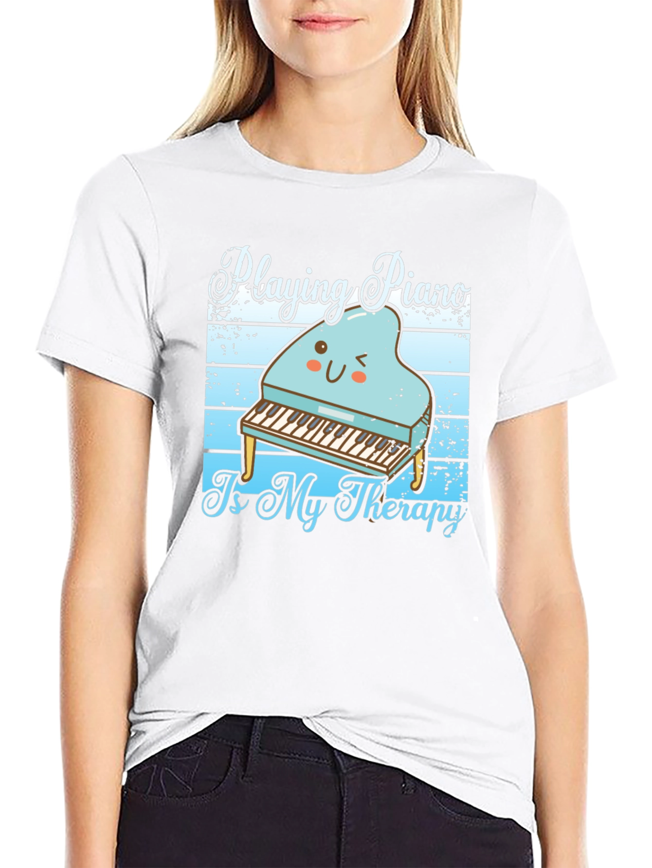 Black Piano Therapy T-Shirt - Music Lover Tee view 9