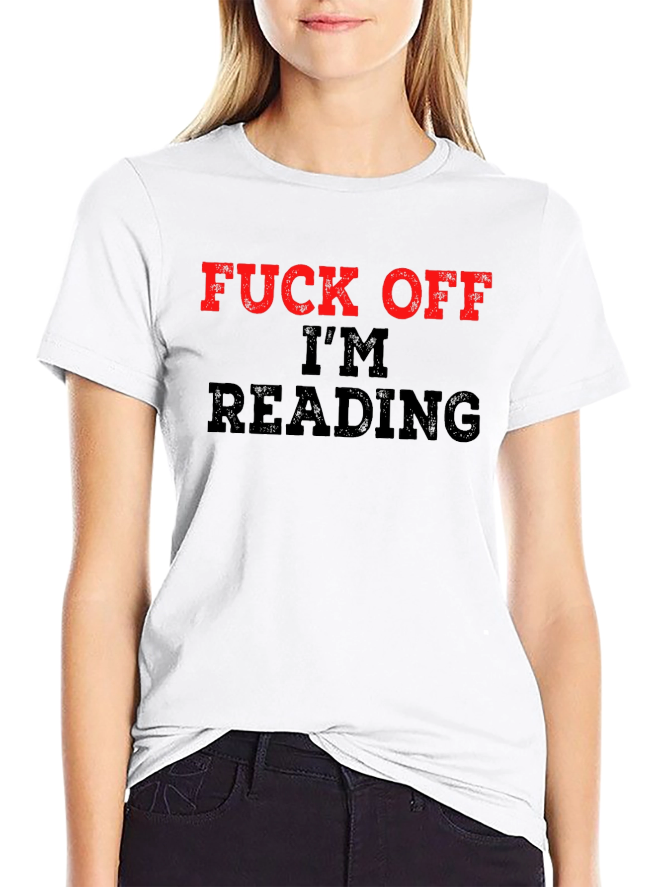 Black Funny 'F**k Off I'm Reading' Black T-Shirt view 9