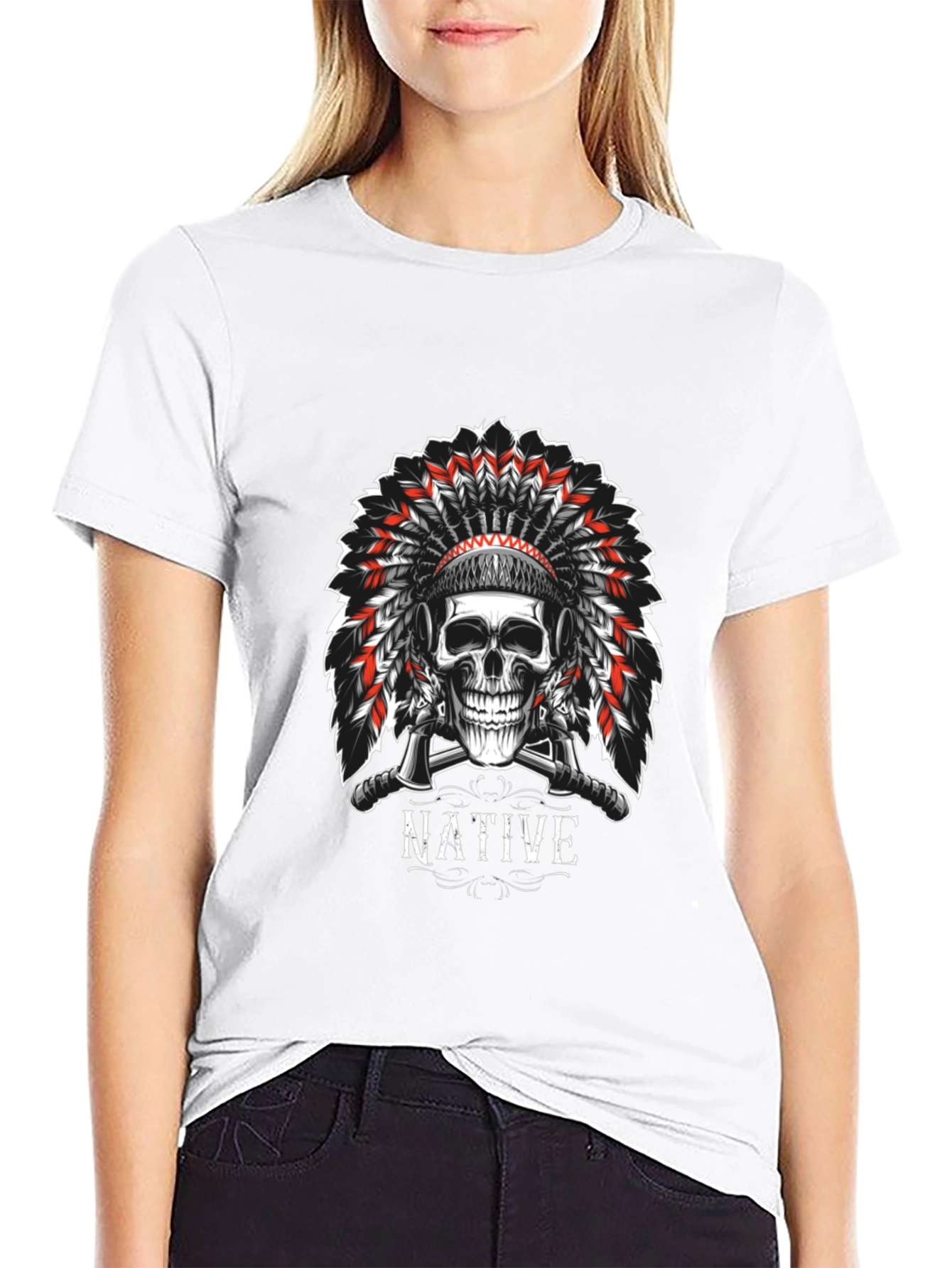 Black Native Skull Graphic Tee - Black view 9