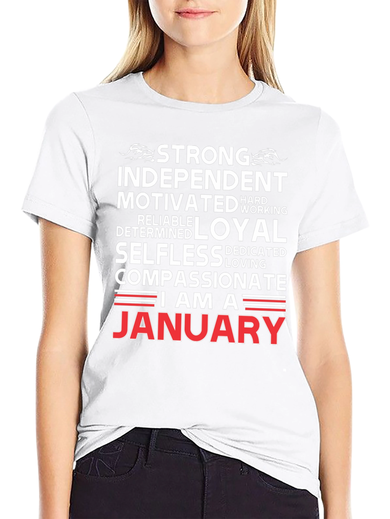 Black January Birthday T-Shirt - Strong, Loyal, Compassionate view 9