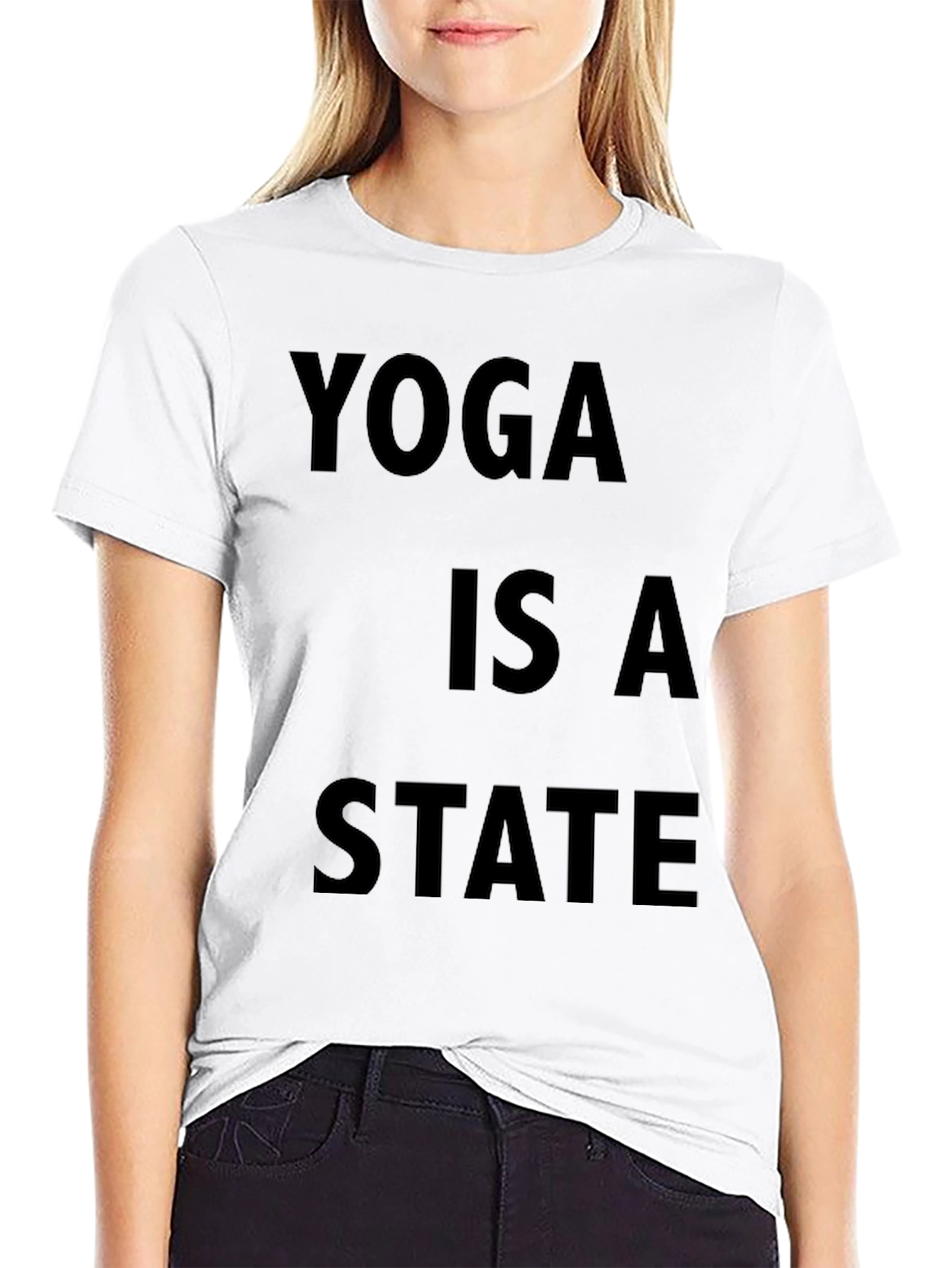 Black Yoga State Tee - Relaxed Fit Cotton T-Shirt view 9