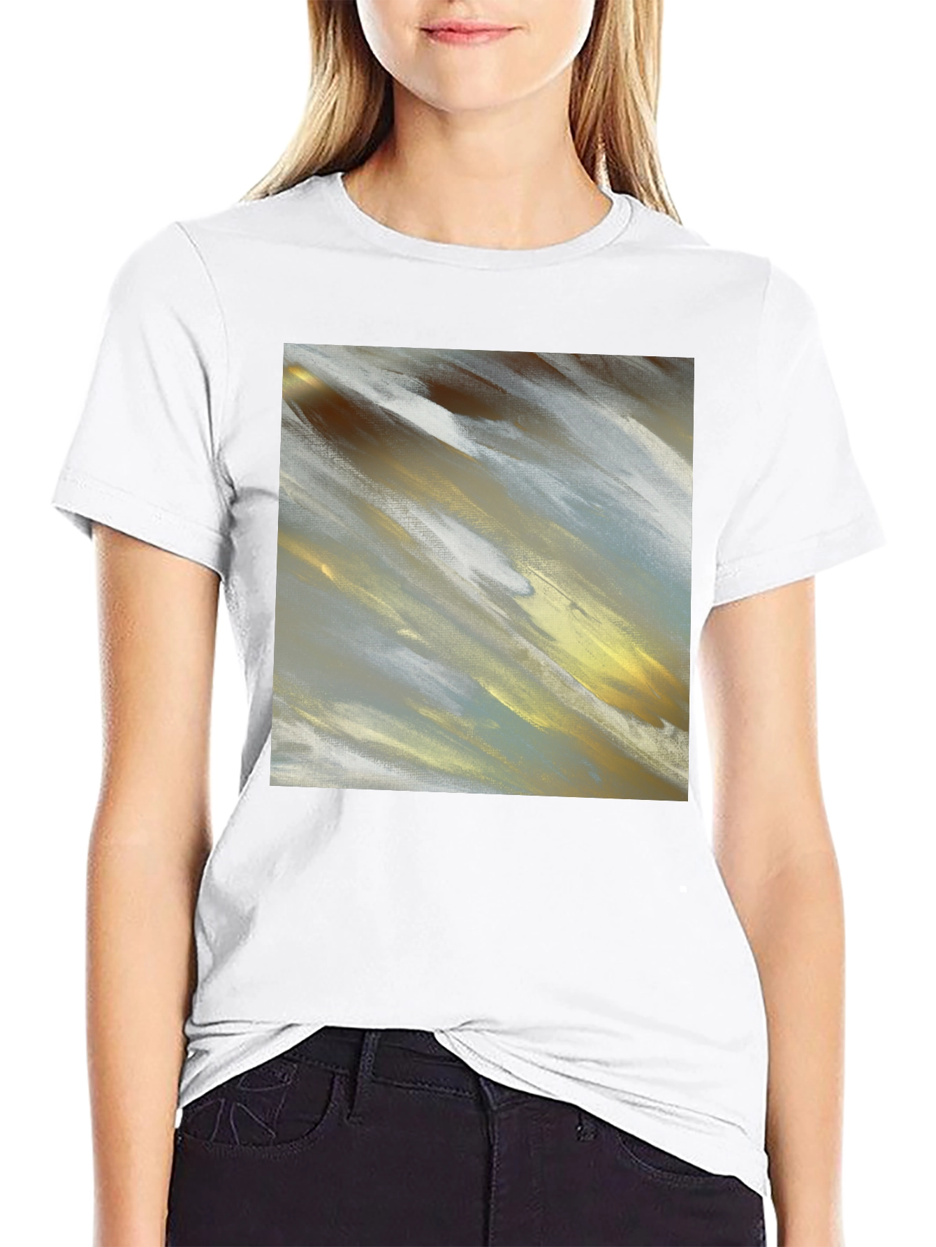 Black Abstract Art T-Shirt - Modern Brushstroke Design view 9