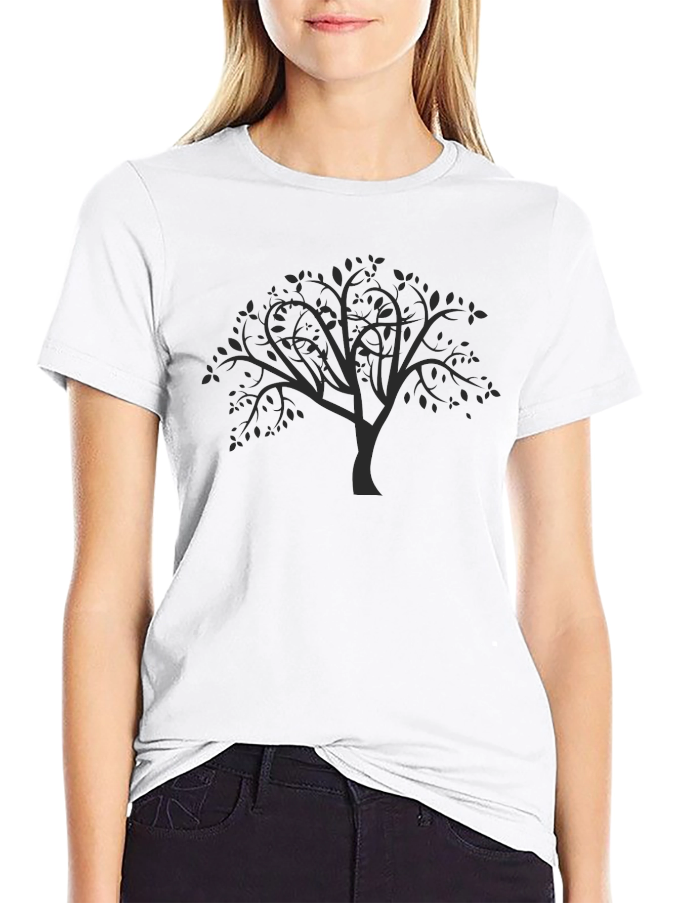 Black Men's Black Tree Graphic T-Shirt - Modern Style view 9