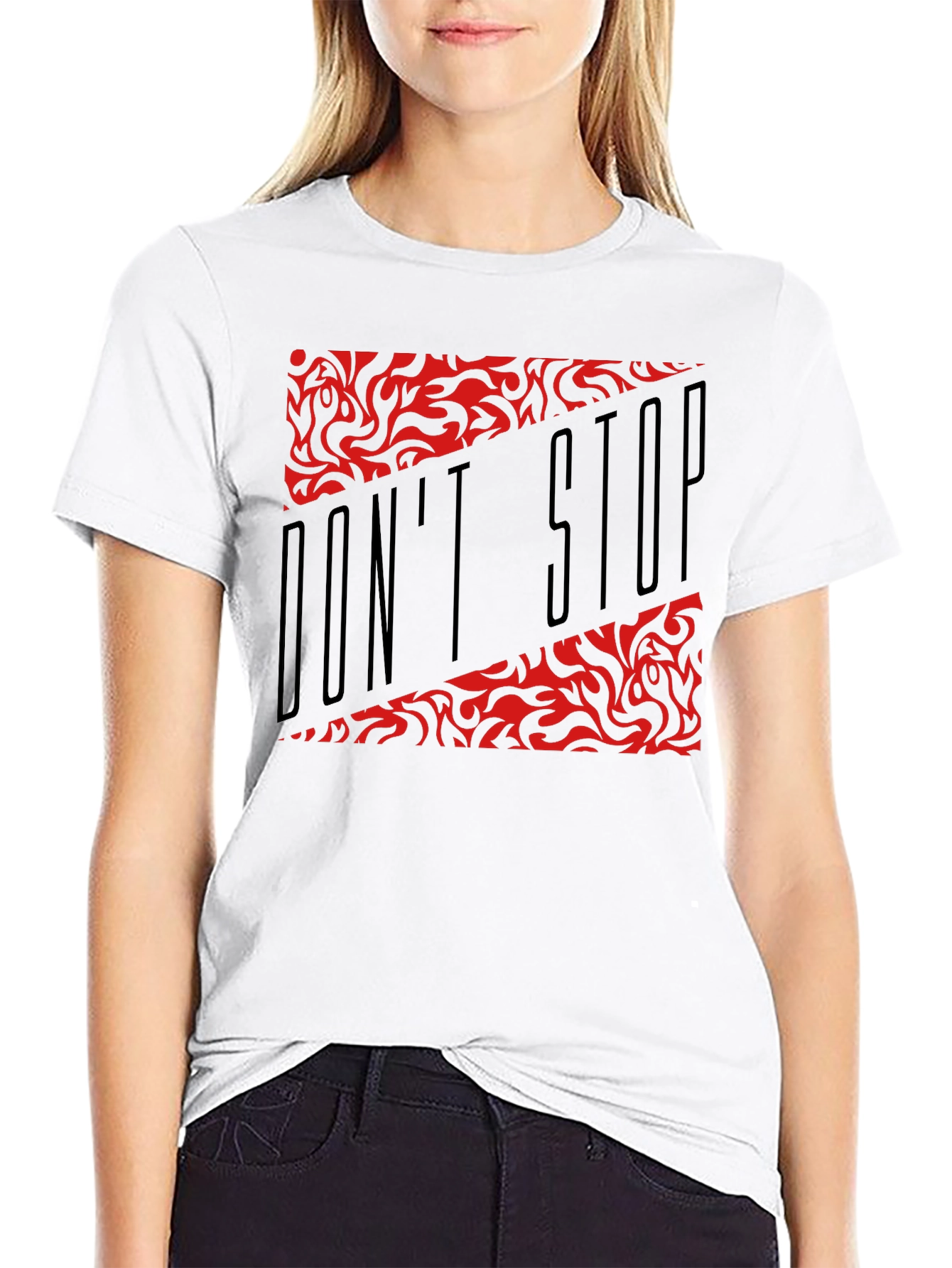 Black Don't Stop Graphic Black T-Shirt view 9