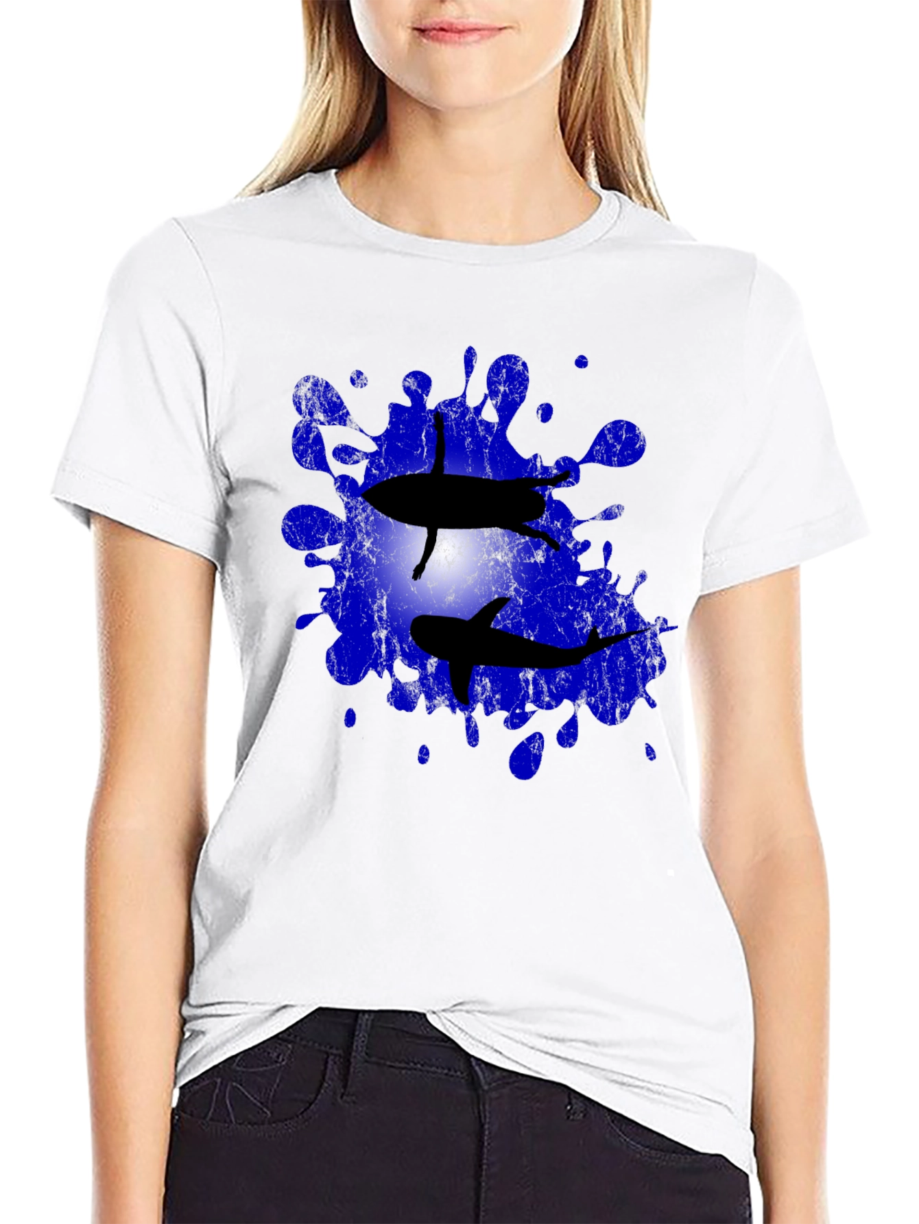 Black Shark Splash Tee - Unique Graphic T-Shirt view 9