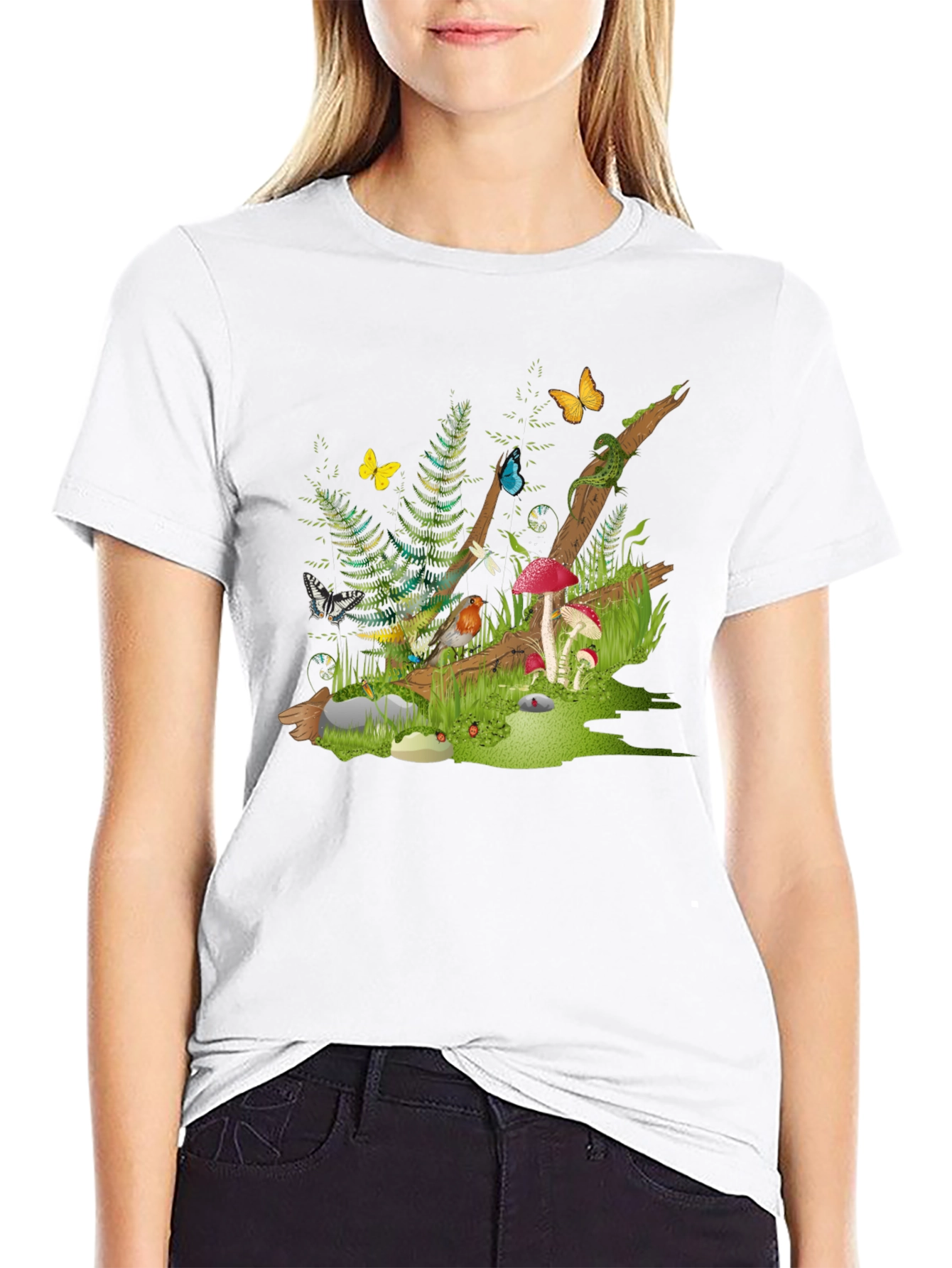 Black Enchanted Forest Tee - Nature Graphic Black T-Shirt view 9