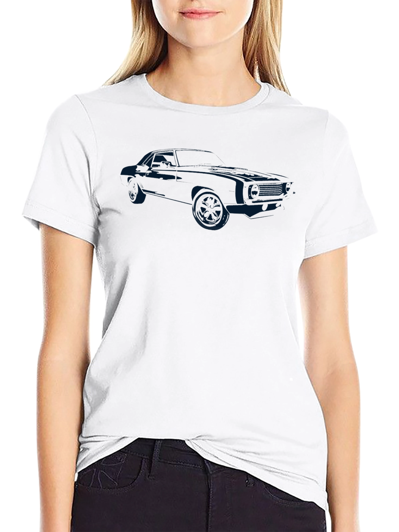 Black Men's Black T-Shirt with Car Silhouette Graphic view 9