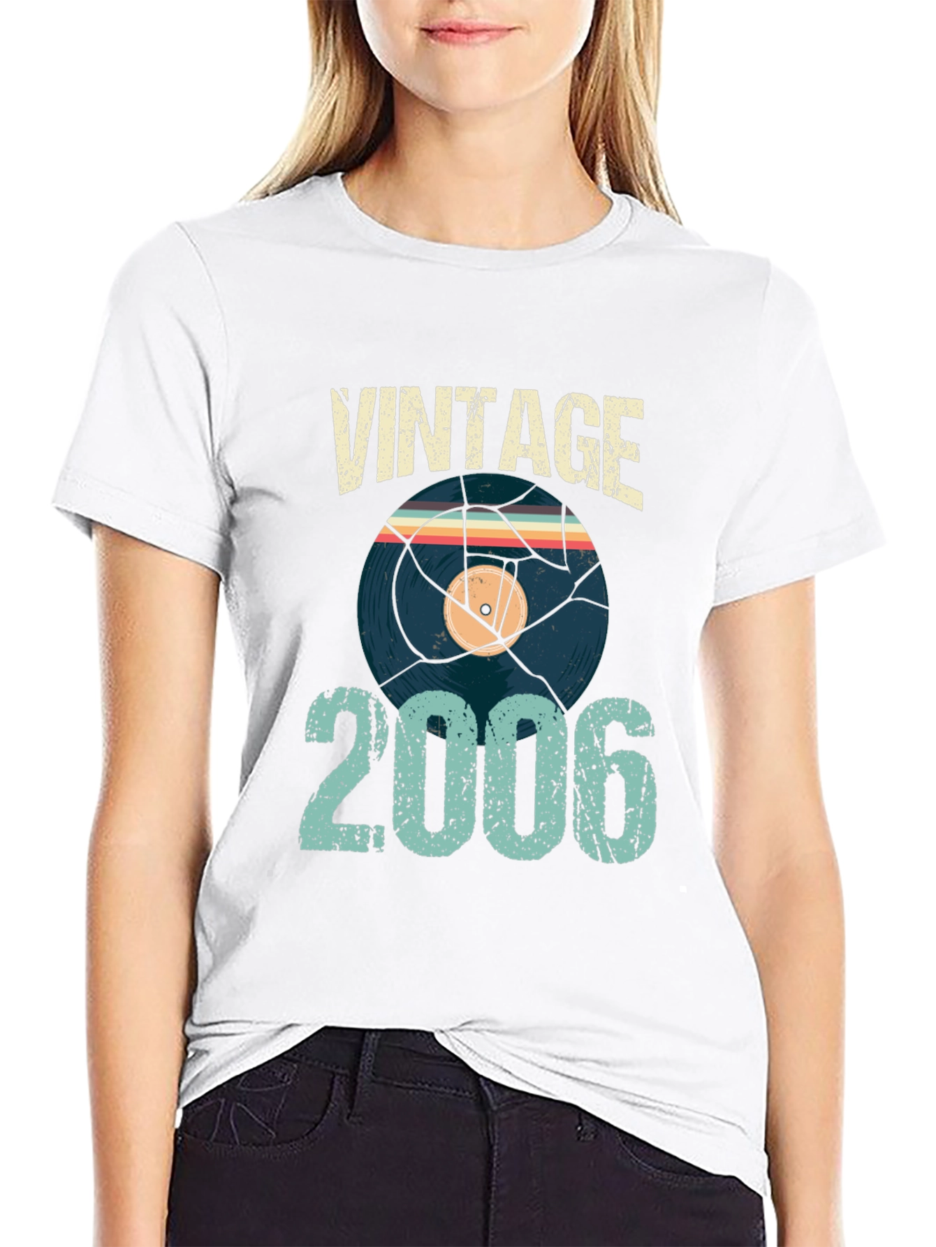 Black Vintage 2006 T-Shirt Record Graphic Retro Style view 9