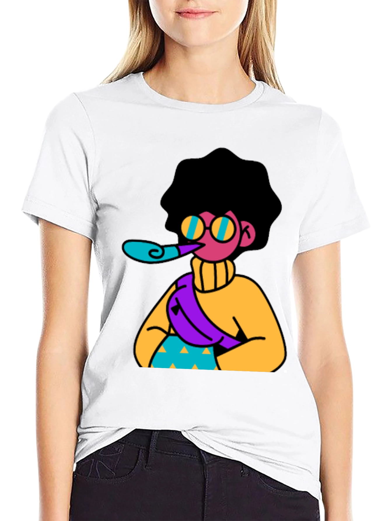 Black Fun Cartoon Graphic T-Shirt - Black view 9