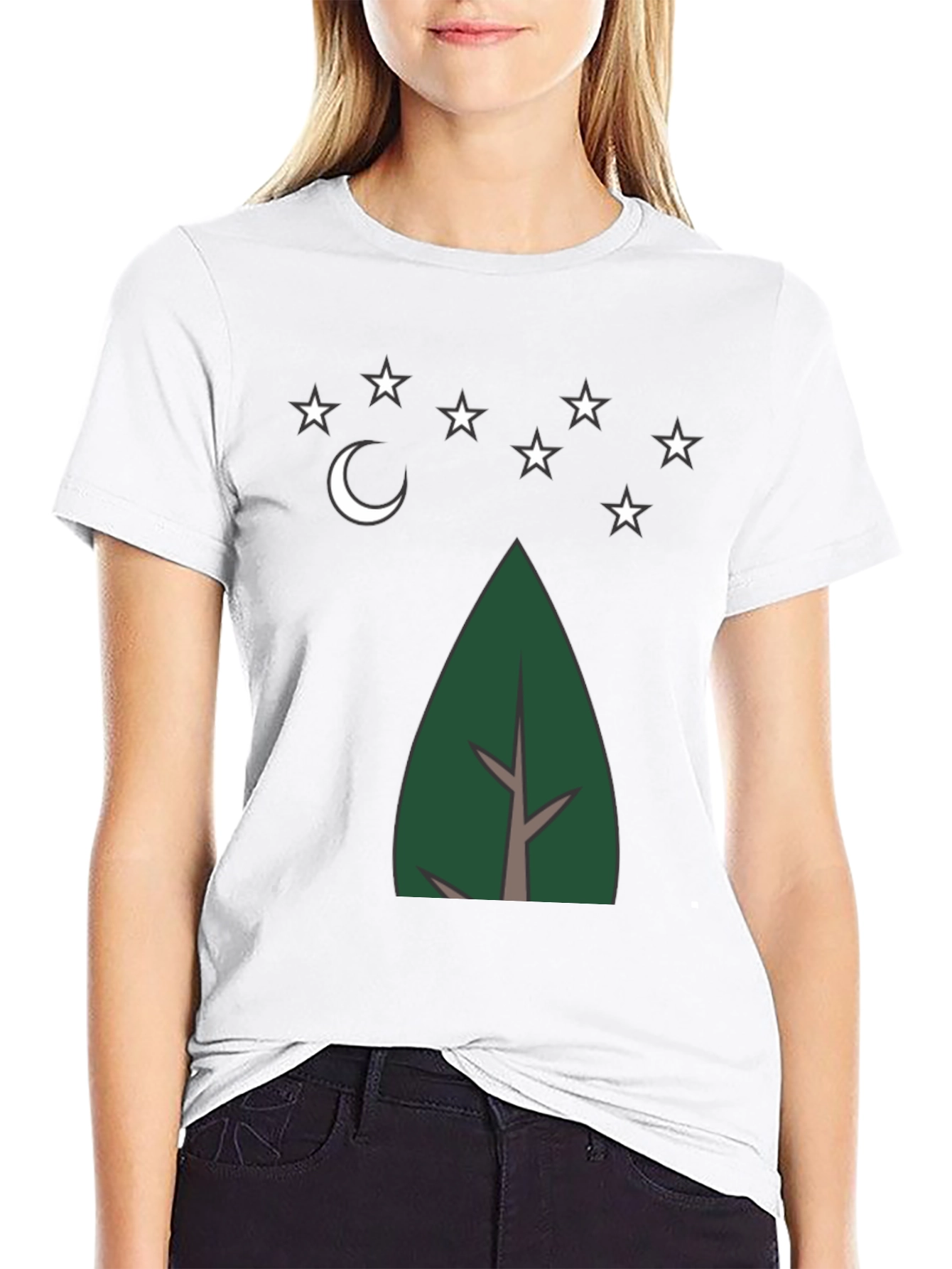 Black Nature's Night Tee - Tree, Moon, and Stars Design view 9