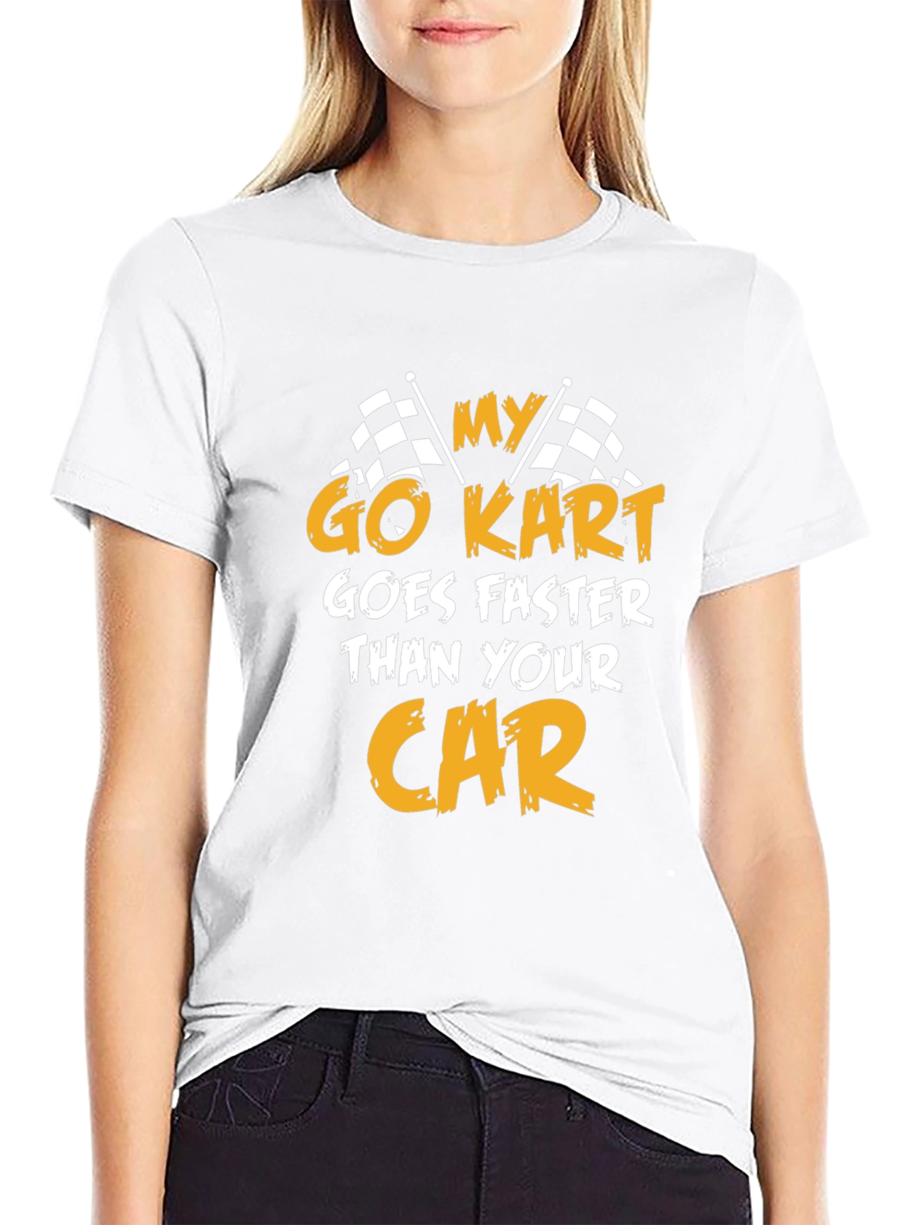 Black Go Kart Faster Than Your Car T-Shirt - Racing Tee view 9