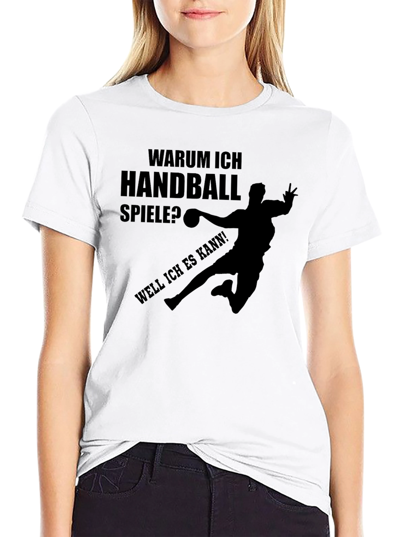 Black Handball Player Graphic T-Shirt - Fun German Slogan Tee view 9
