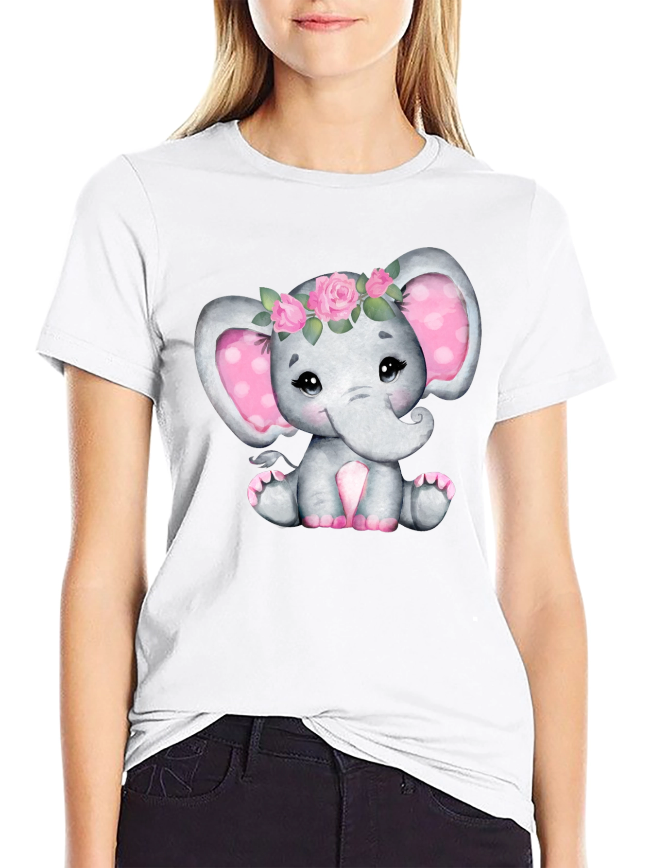 Black Cute Elephant Tee view 9