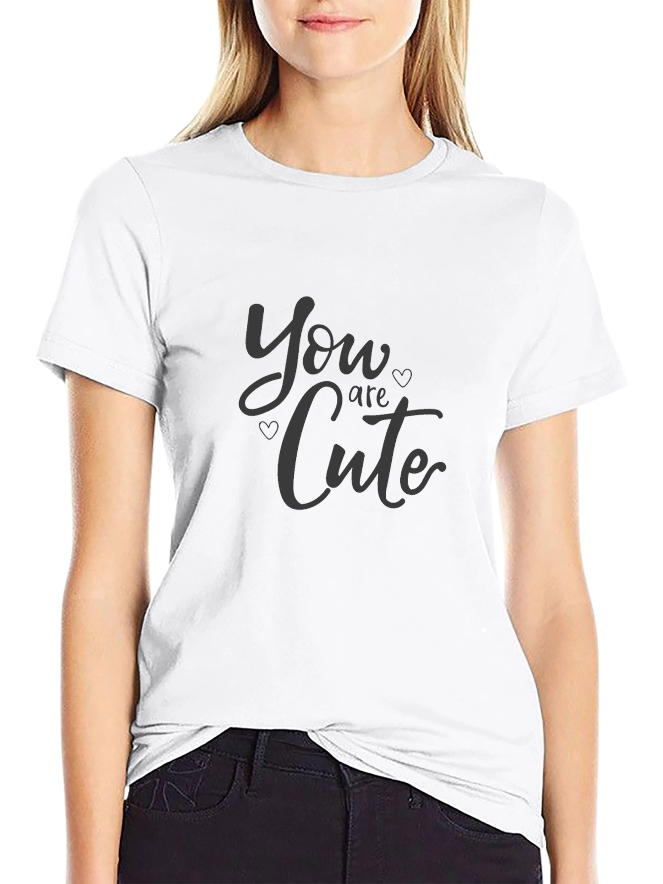 Black You Are Cute Graphic Tee - Soft Cotton Blend Shirt view 9