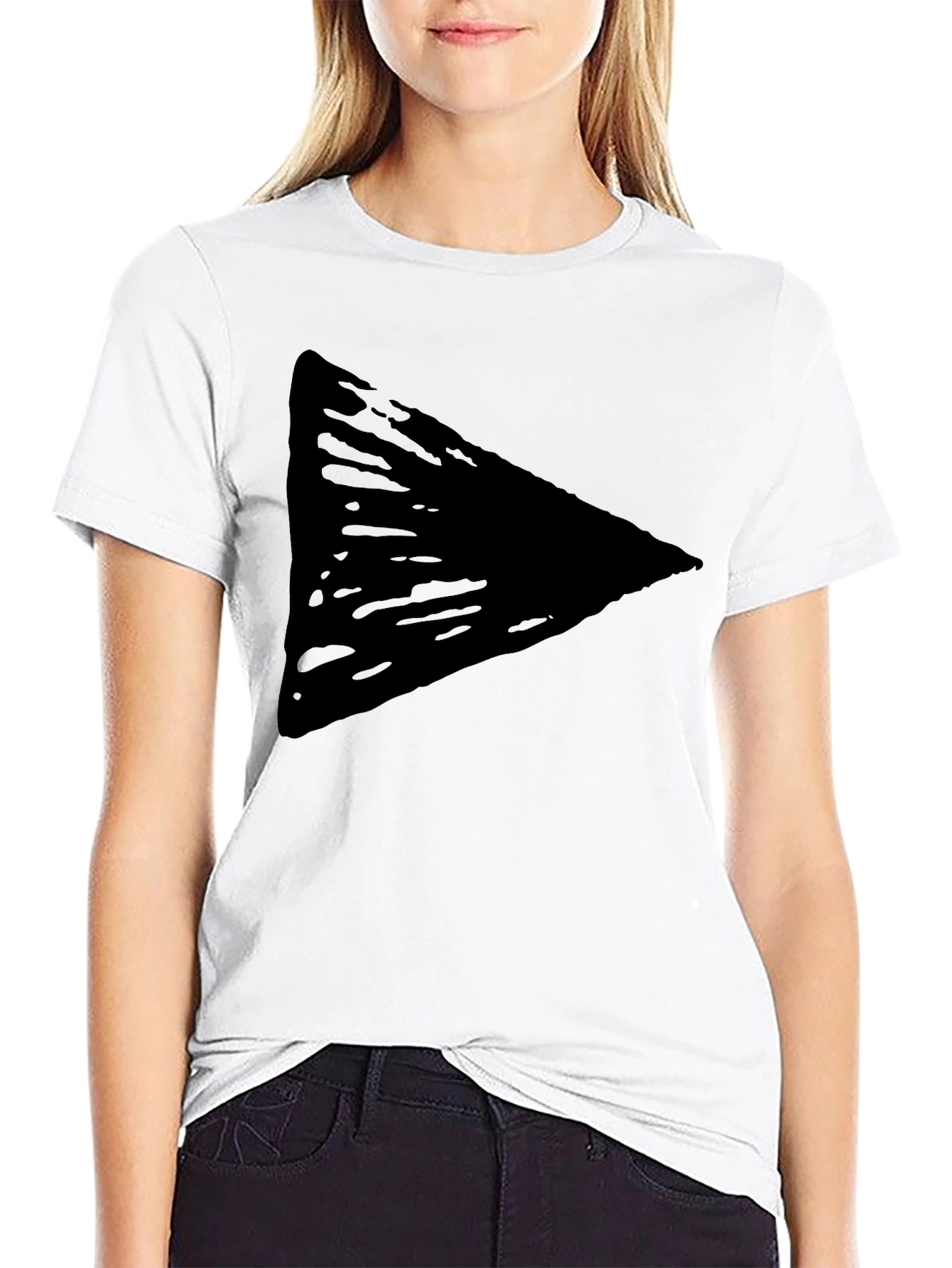 Black Men's Black Triangle Graphic Tee - Casual Style view 9