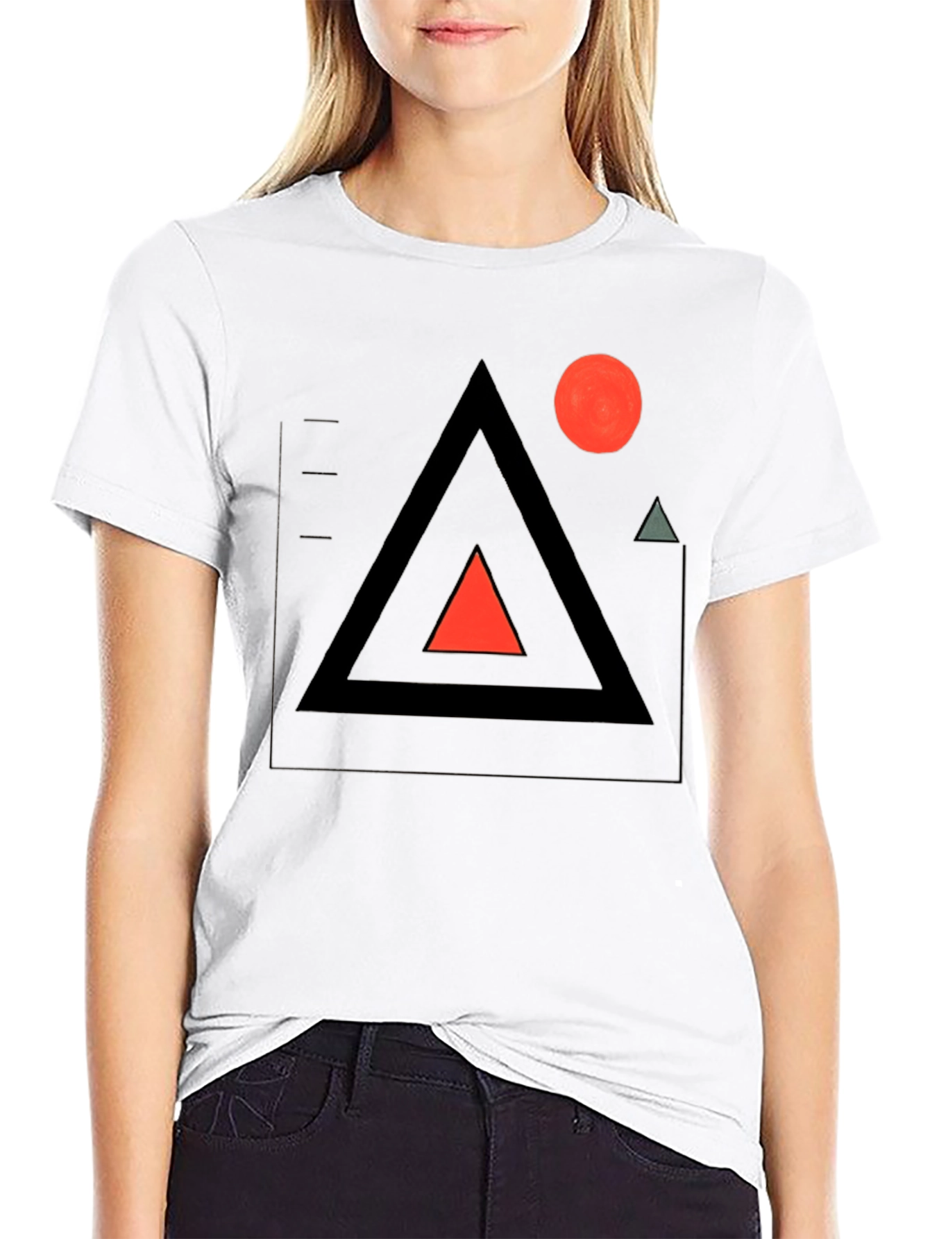 Black Geometric Graphic Tee - Modern Minimalist Design view 9