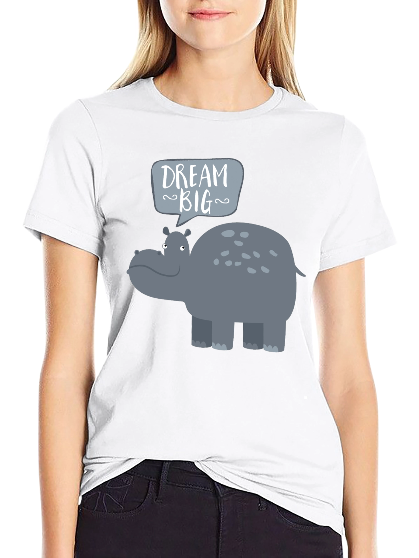 Black Dream Big Hippo Graphic Tee view 9