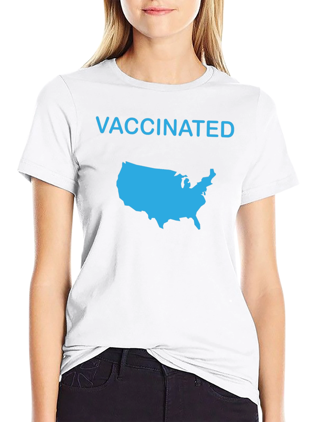 Black Vaccinated USA Map T-Shirt view 9