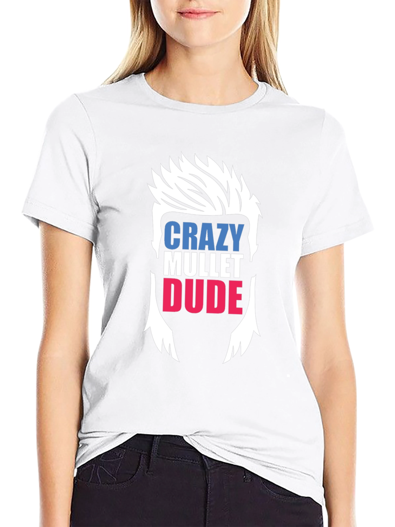 Black Crazy Mullet Dude Graphic T-Shirt view 9