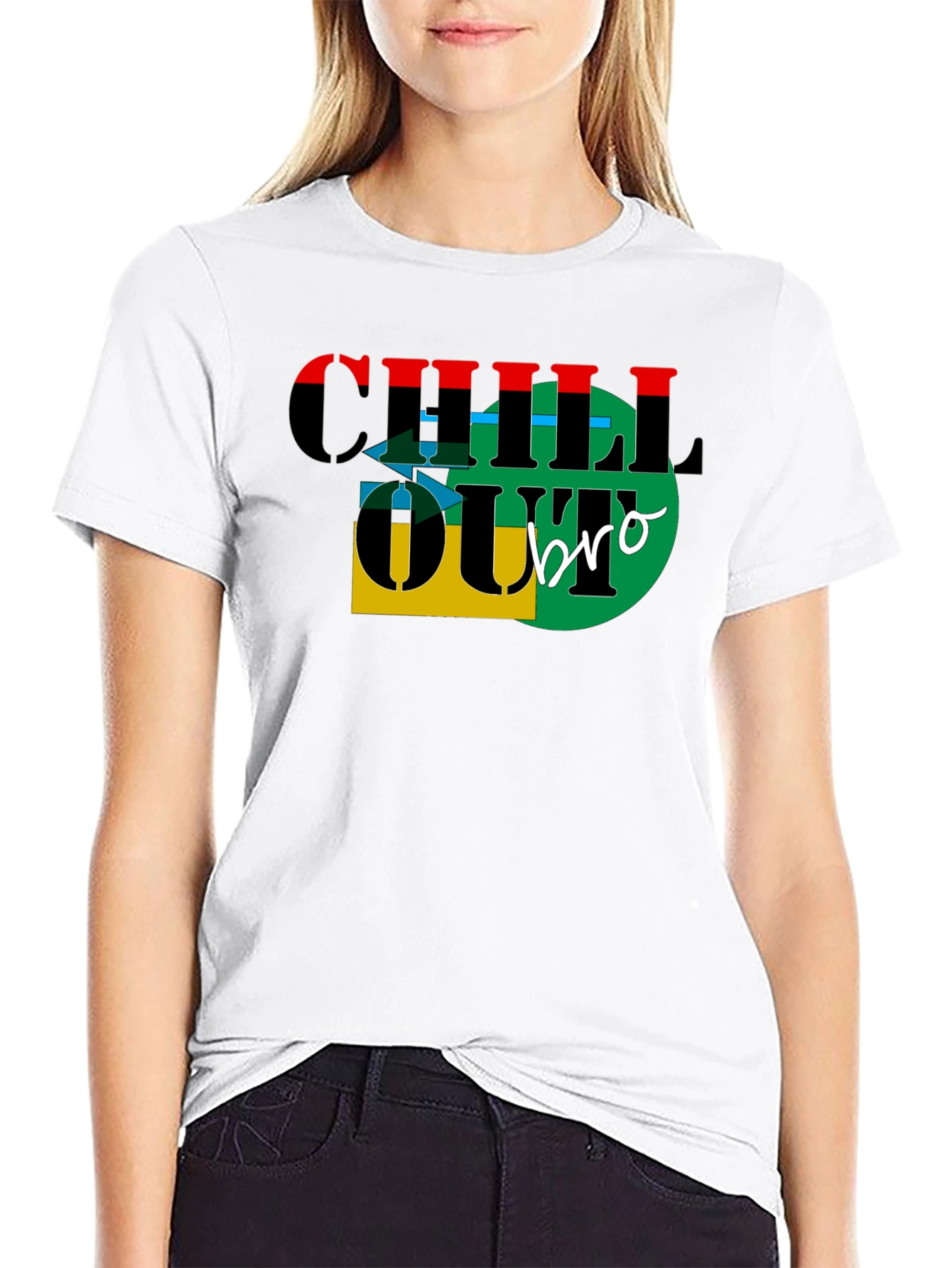 Black Chill Out Bro Graphic T-Shirt view 9