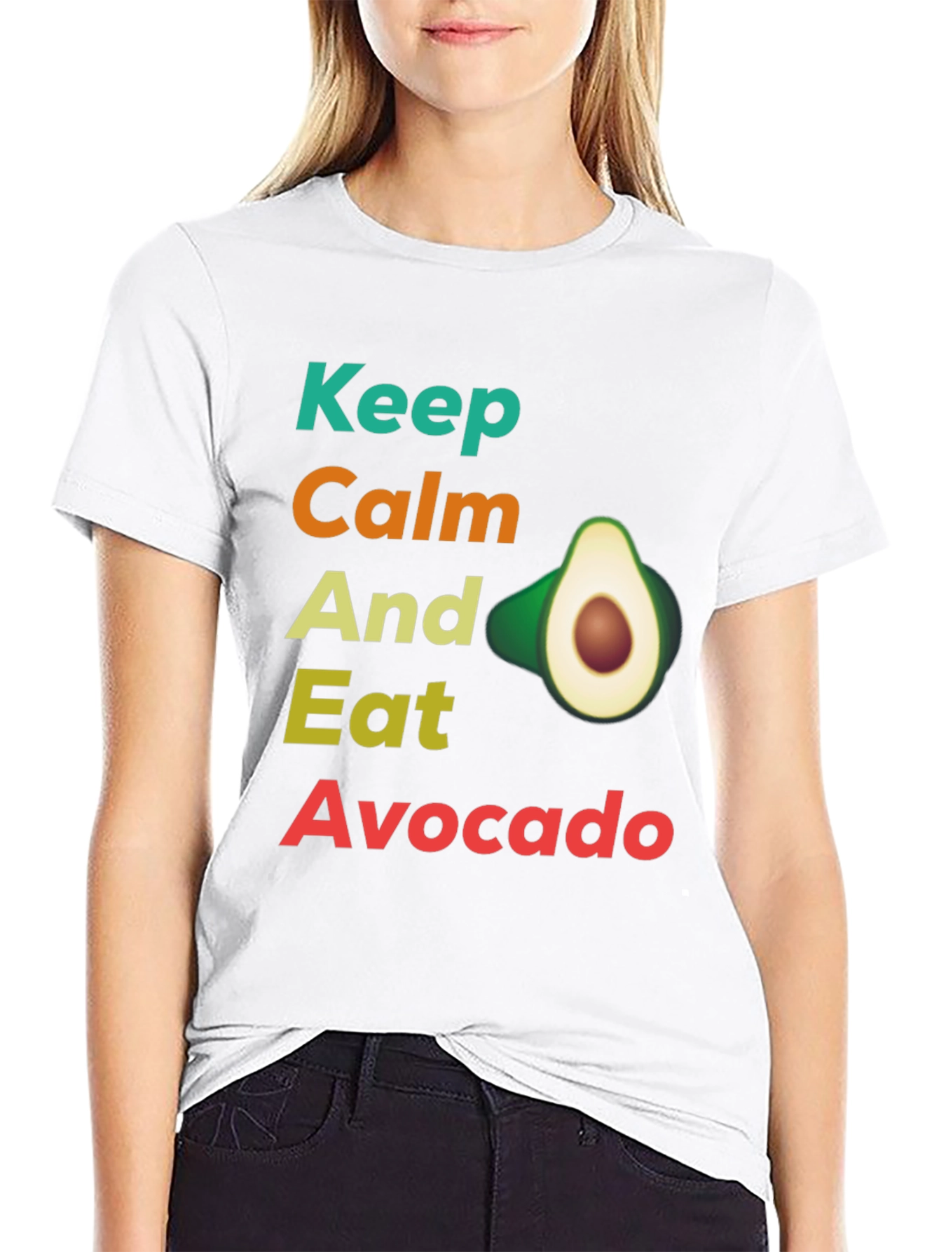 Black Keep Calm and Eat Avocado T-Shirt, Funny Avocado Lover Tee view 9