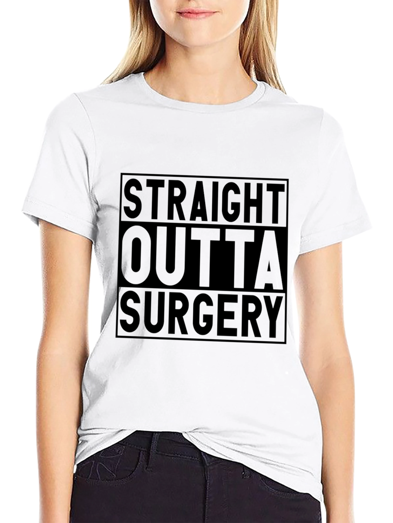 Black Straight Outta Surgery Funny T-Shirt view 9