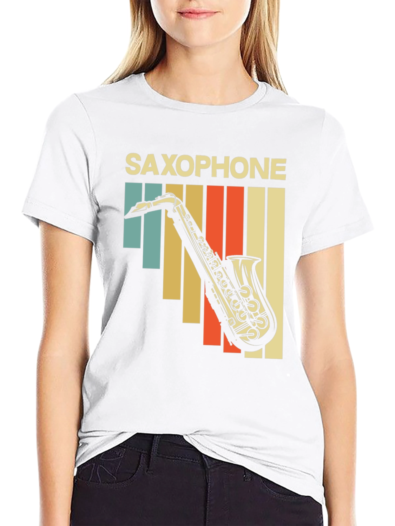 Black Retro Saxophone Graphic T-Shirt - Vintage Style Music Tee view 9