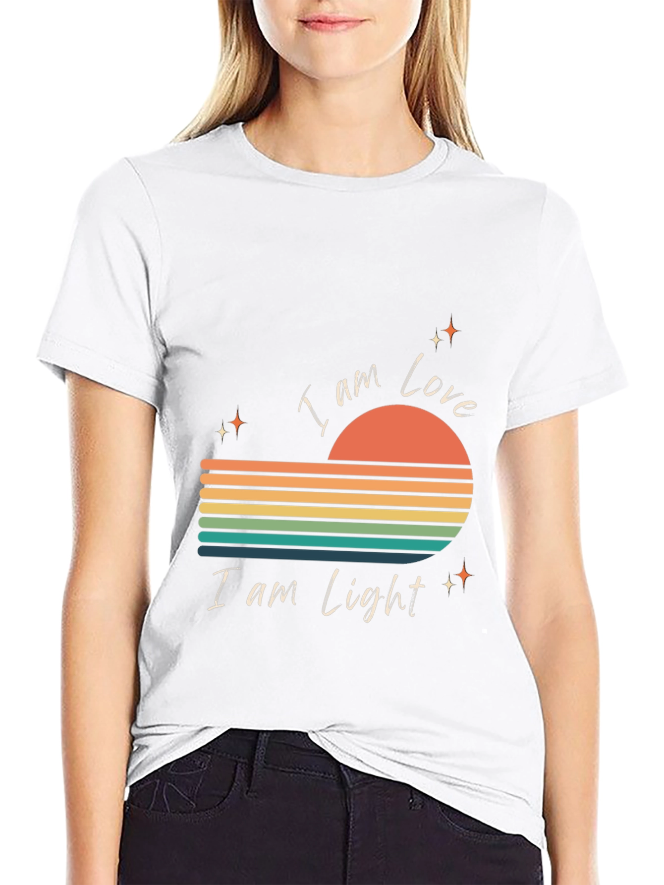 Black I Am Love I Am Light Retro Graphic Tee view 9